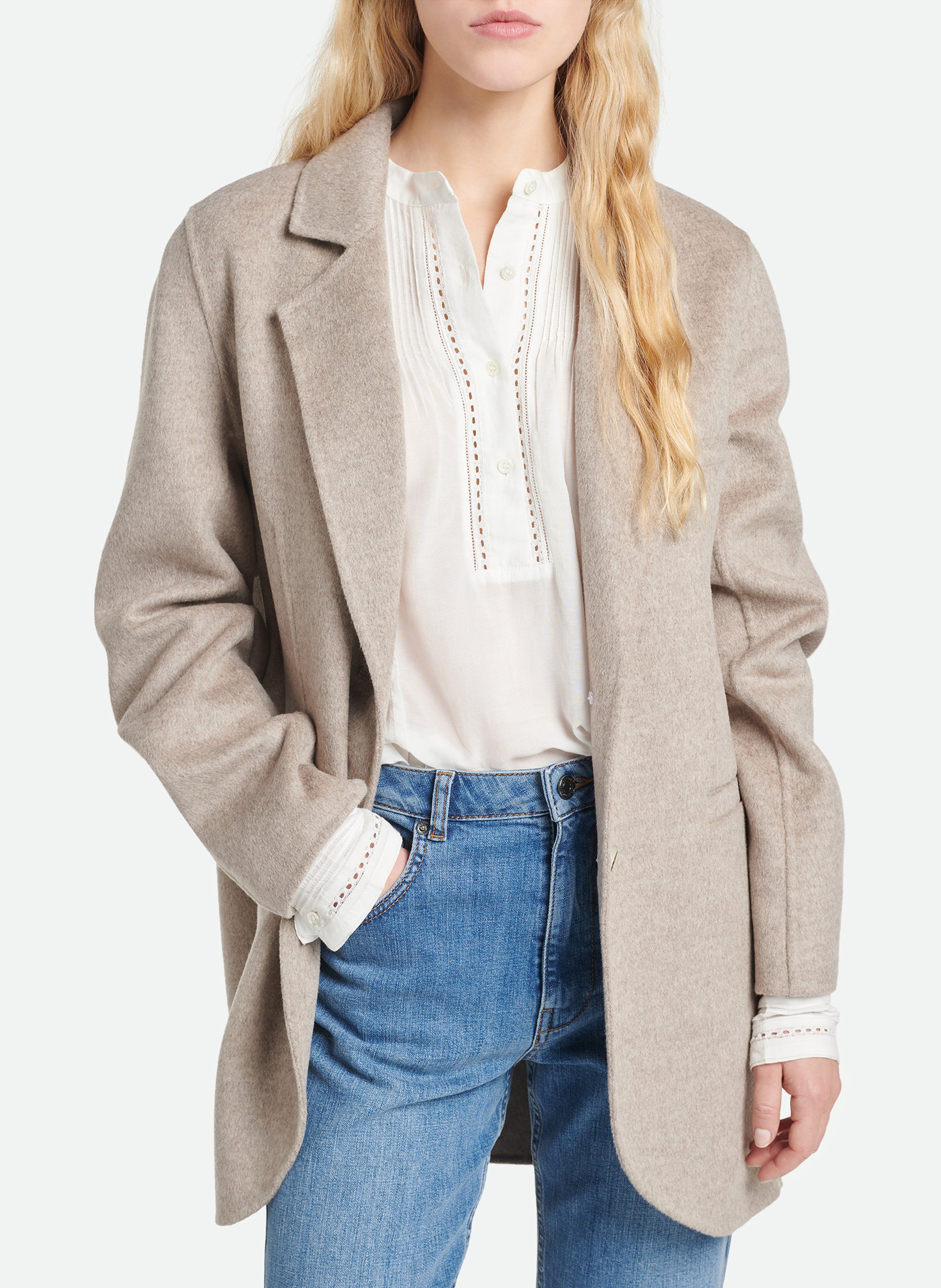 Wool-blend jacket with tailored collar GreyVANESSA BRUNO