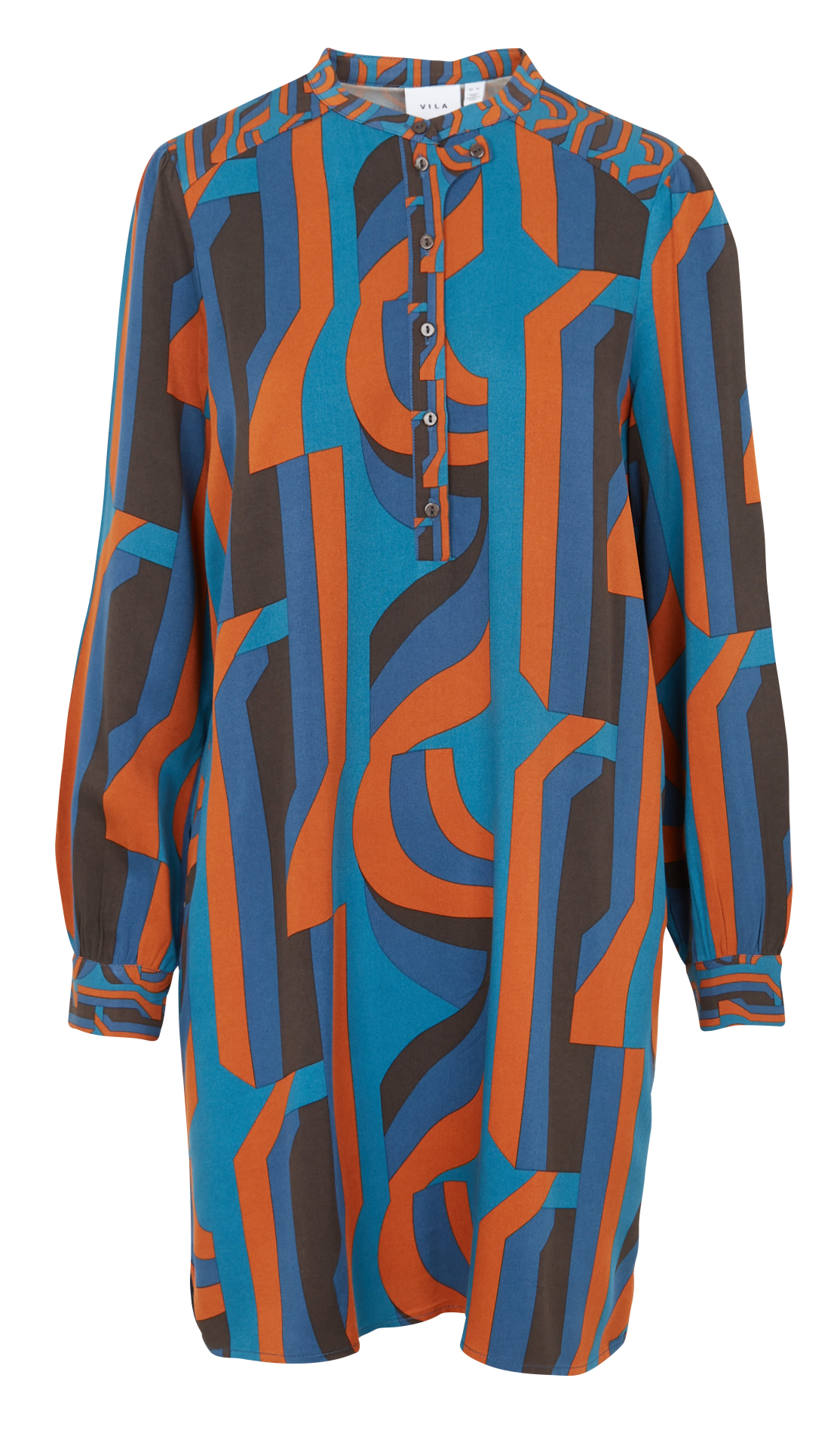 Robe courte droite col rond imprimé VILA Bleu