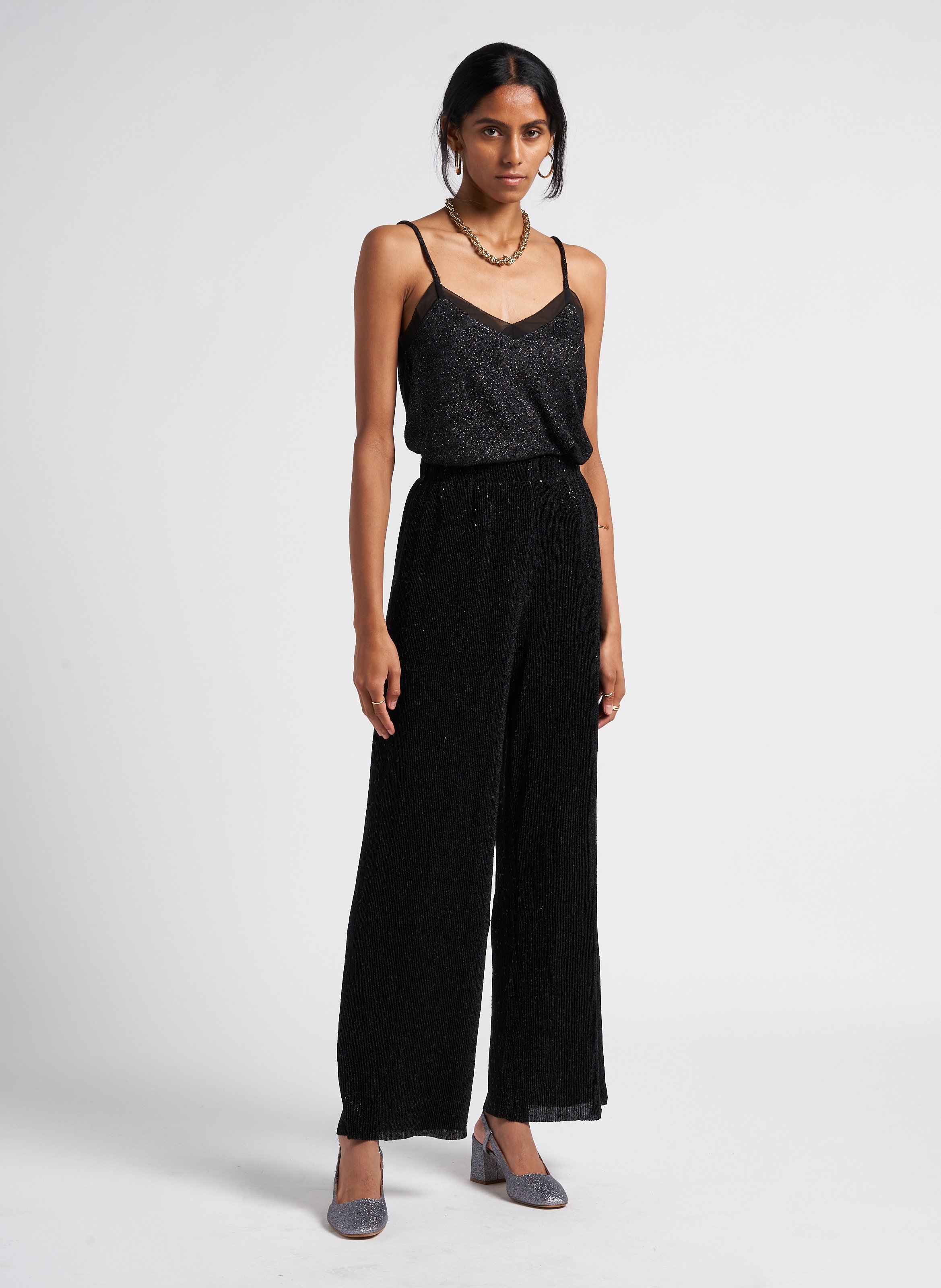 Wide-leg sequined pants GRACE ET MILA Black