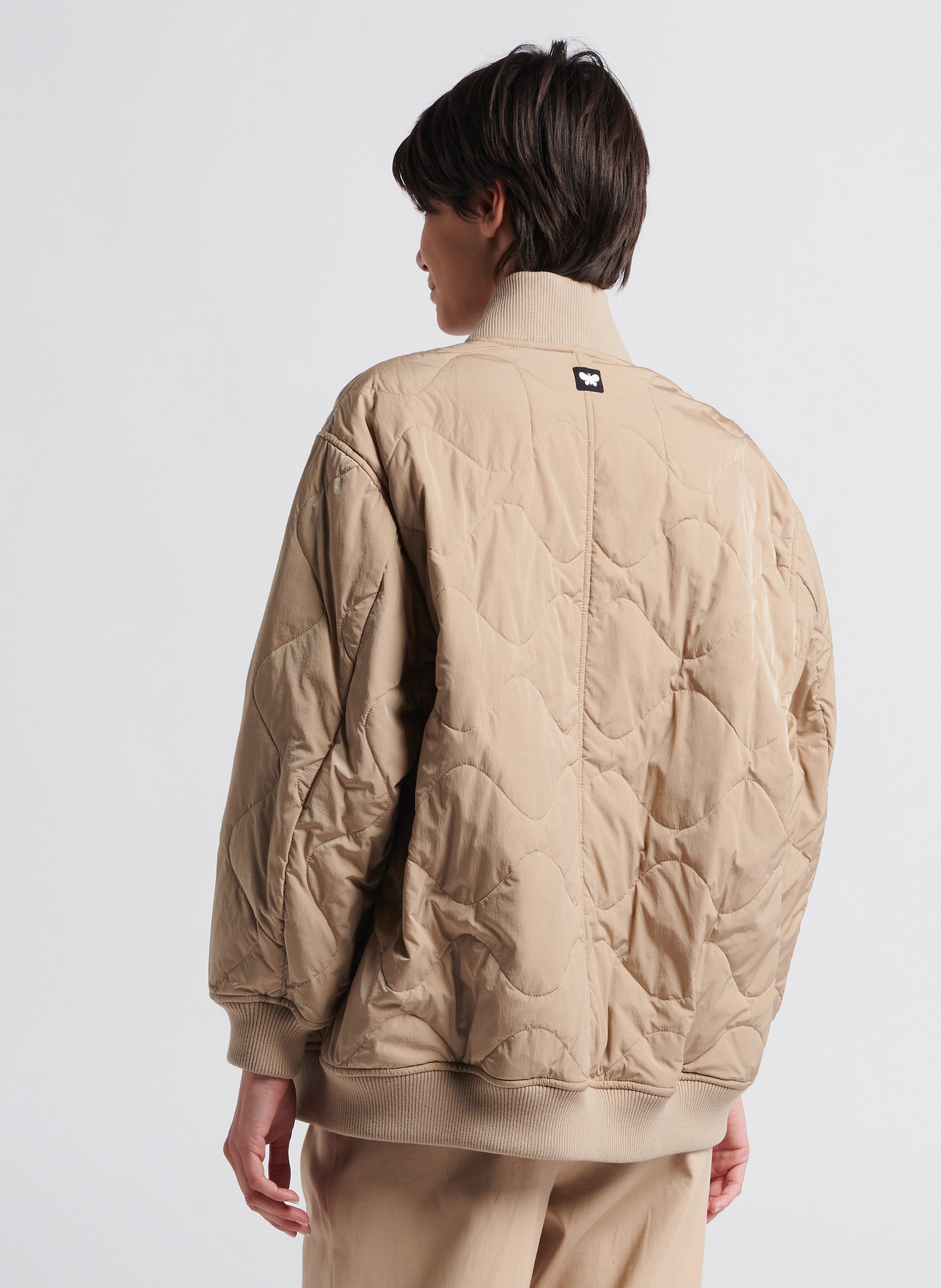 High-neck quilted-effect jacket MAX MARA WEEK END Khaki