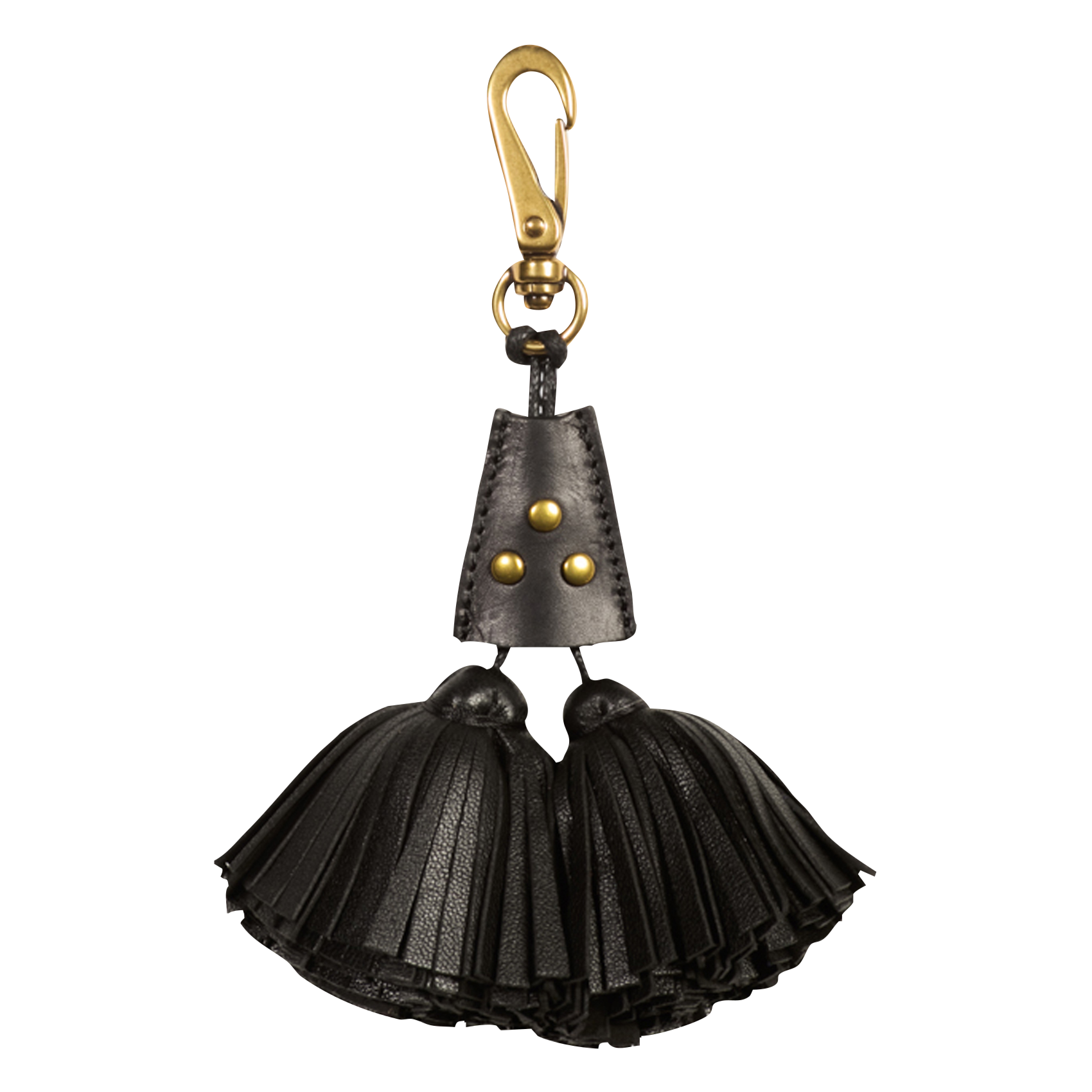 Porte-clés double pompon en cuir JEROME DREYFUSS Noir