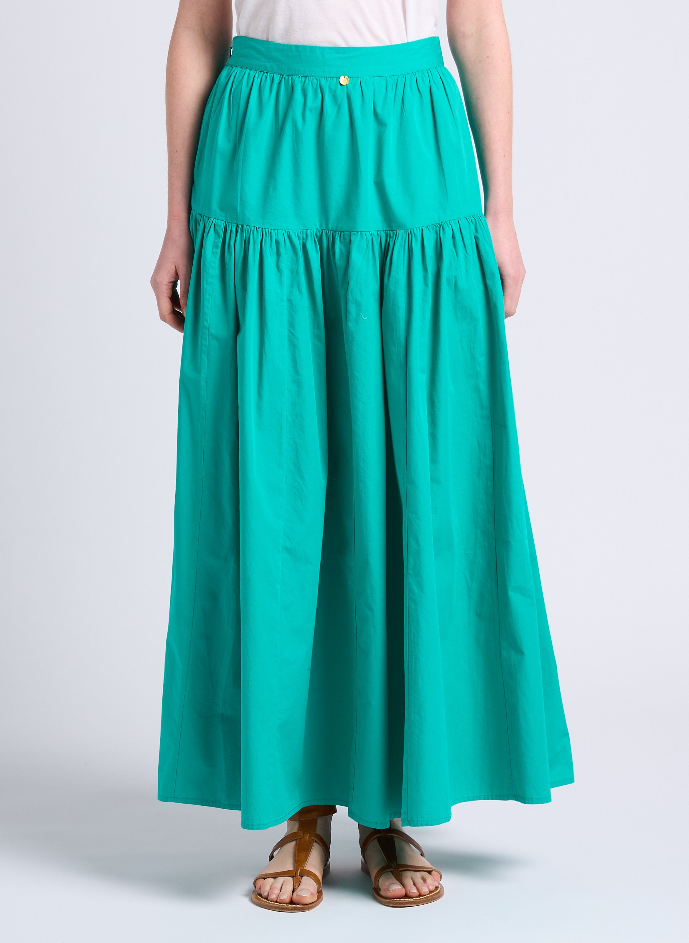 Ausgestellter Maxirock aus Baumwolle ANTIK BATIK Blau