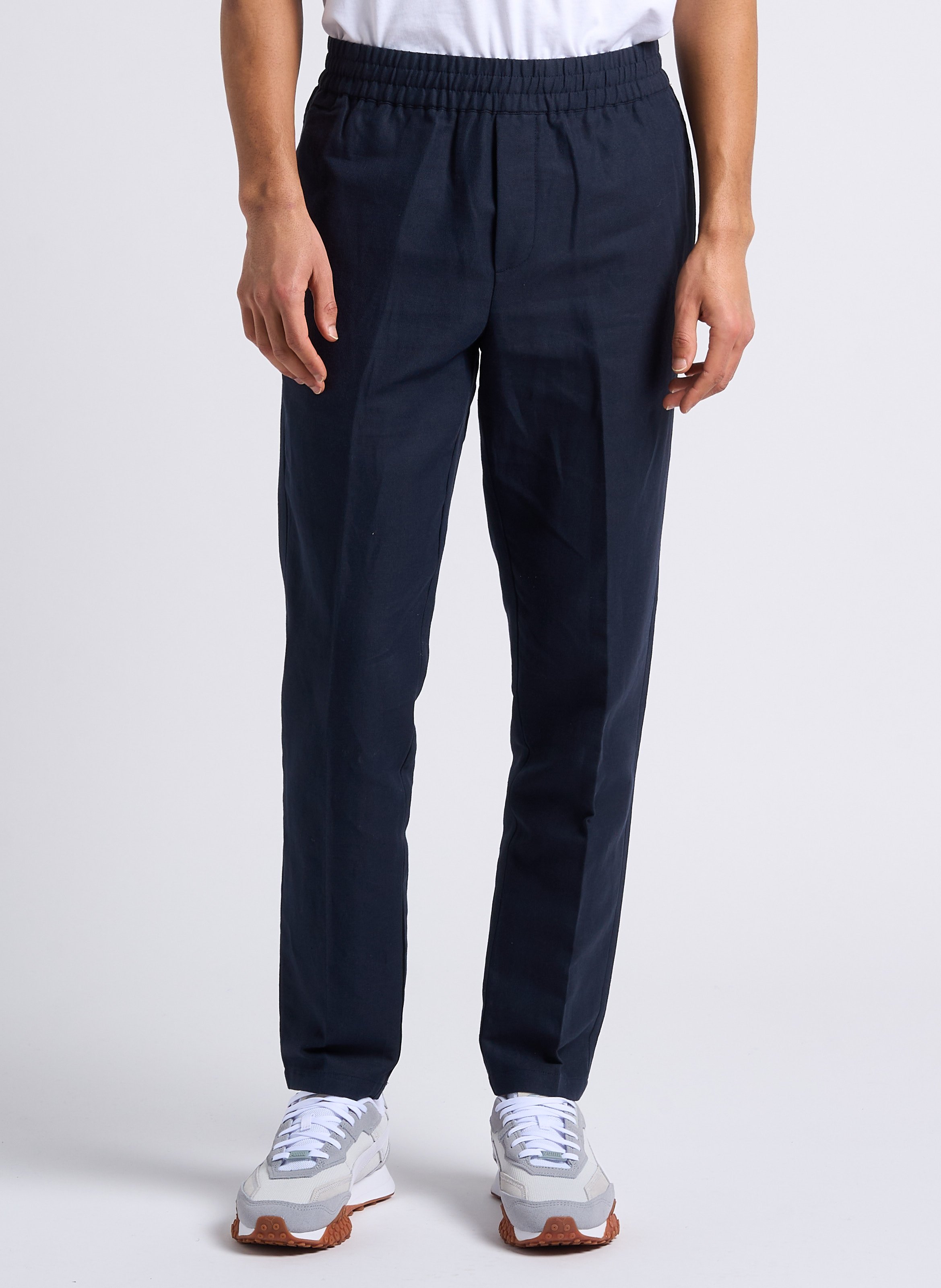 Pantalon slim en coton bio et lin SAMSOE SAMSOE Bleu