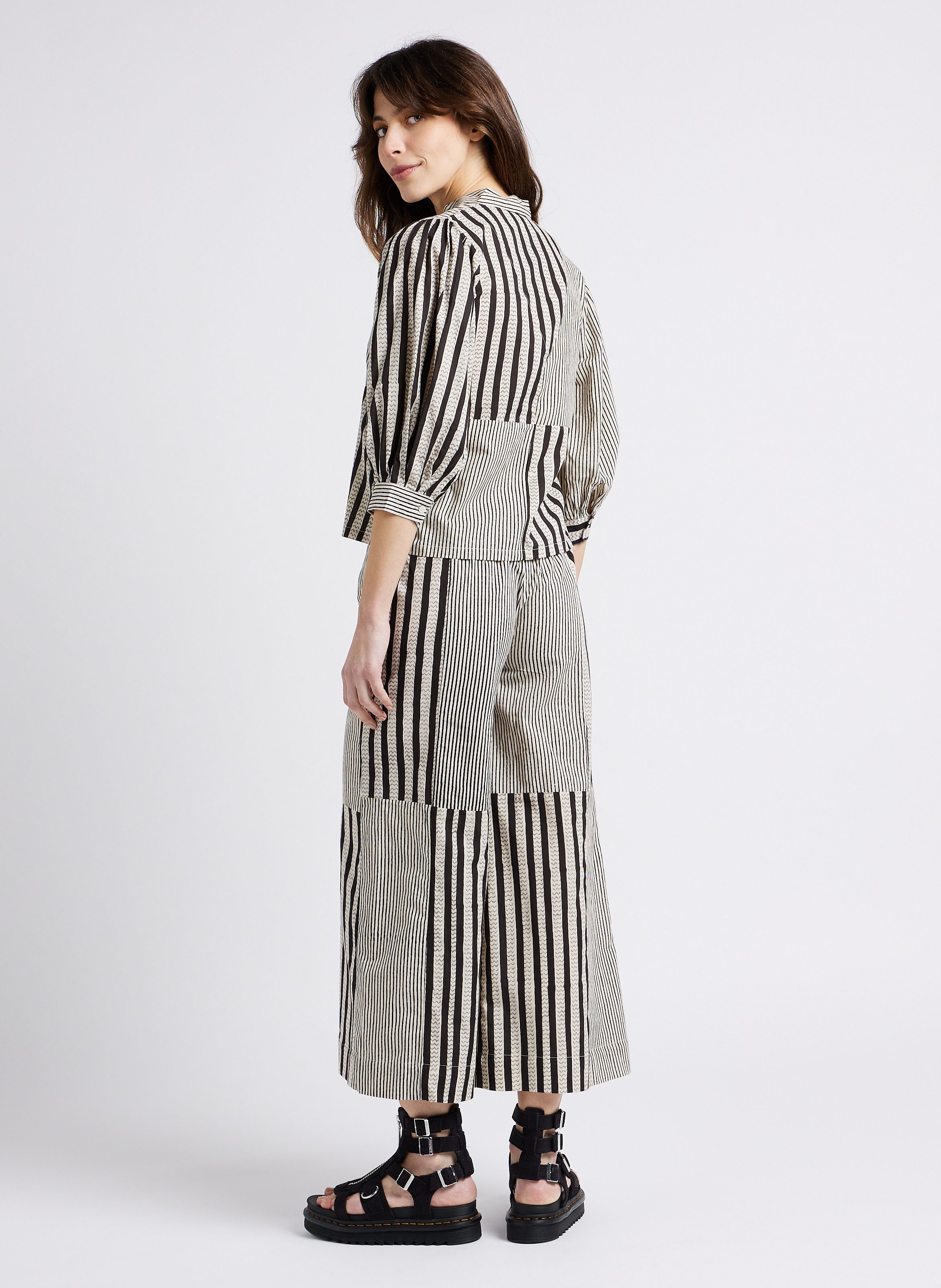 Weite Baumwollhose Schwarz