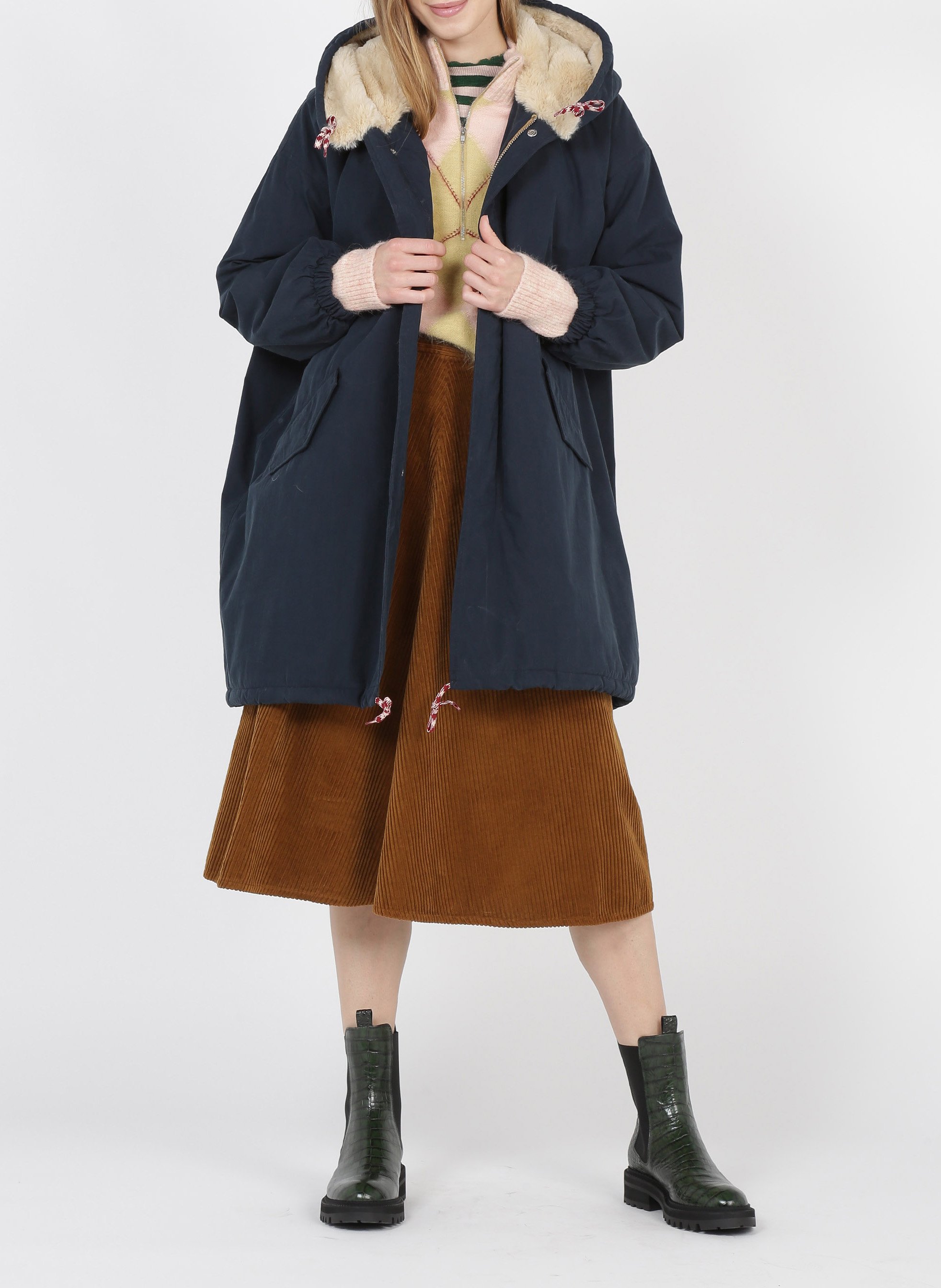 Parka met gevoerde capuchon - katoenblend BELLEROSE Blauw