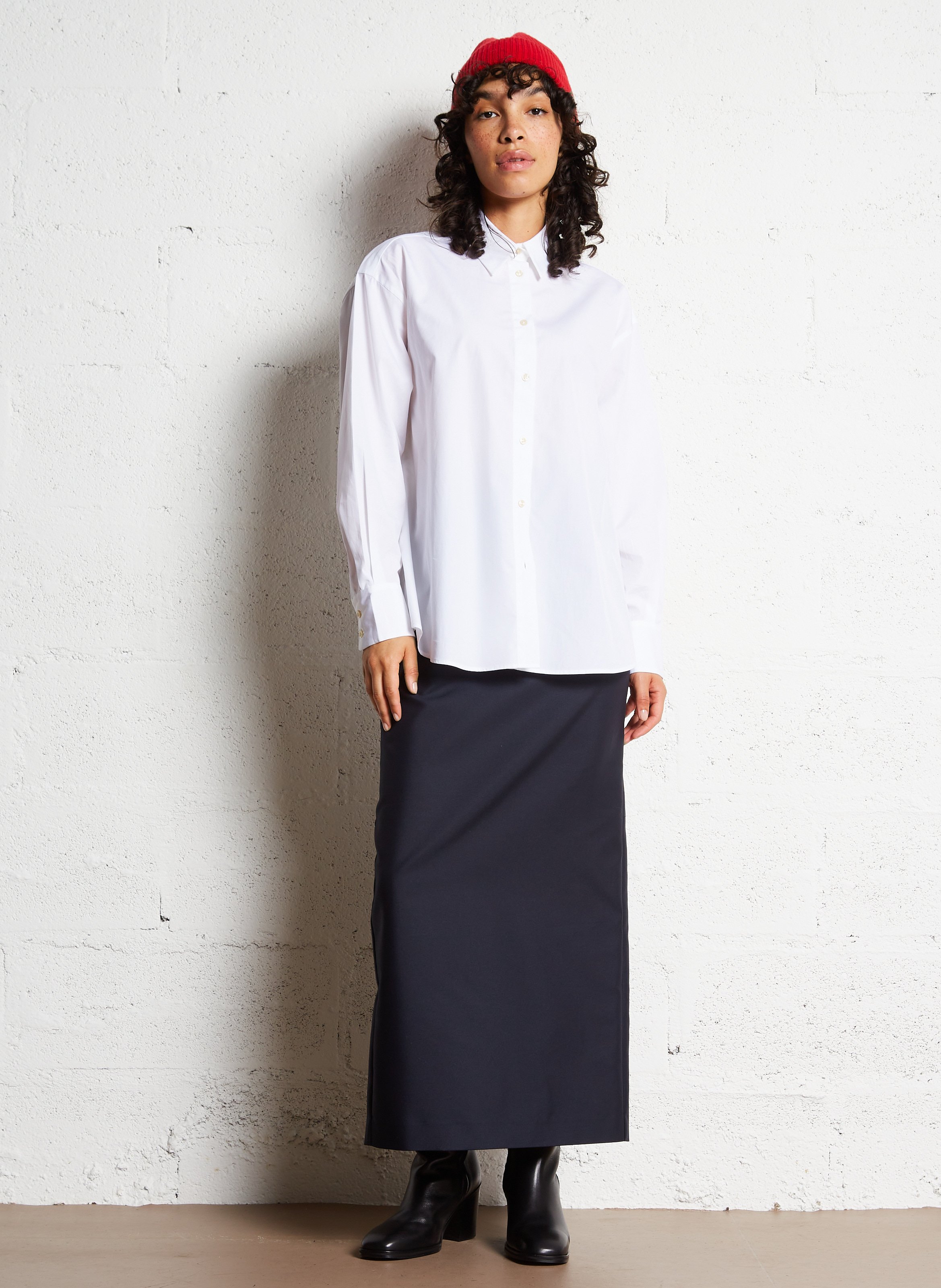 Lange rechte rok van katoenmix COLLECTORS CLUB Blauw