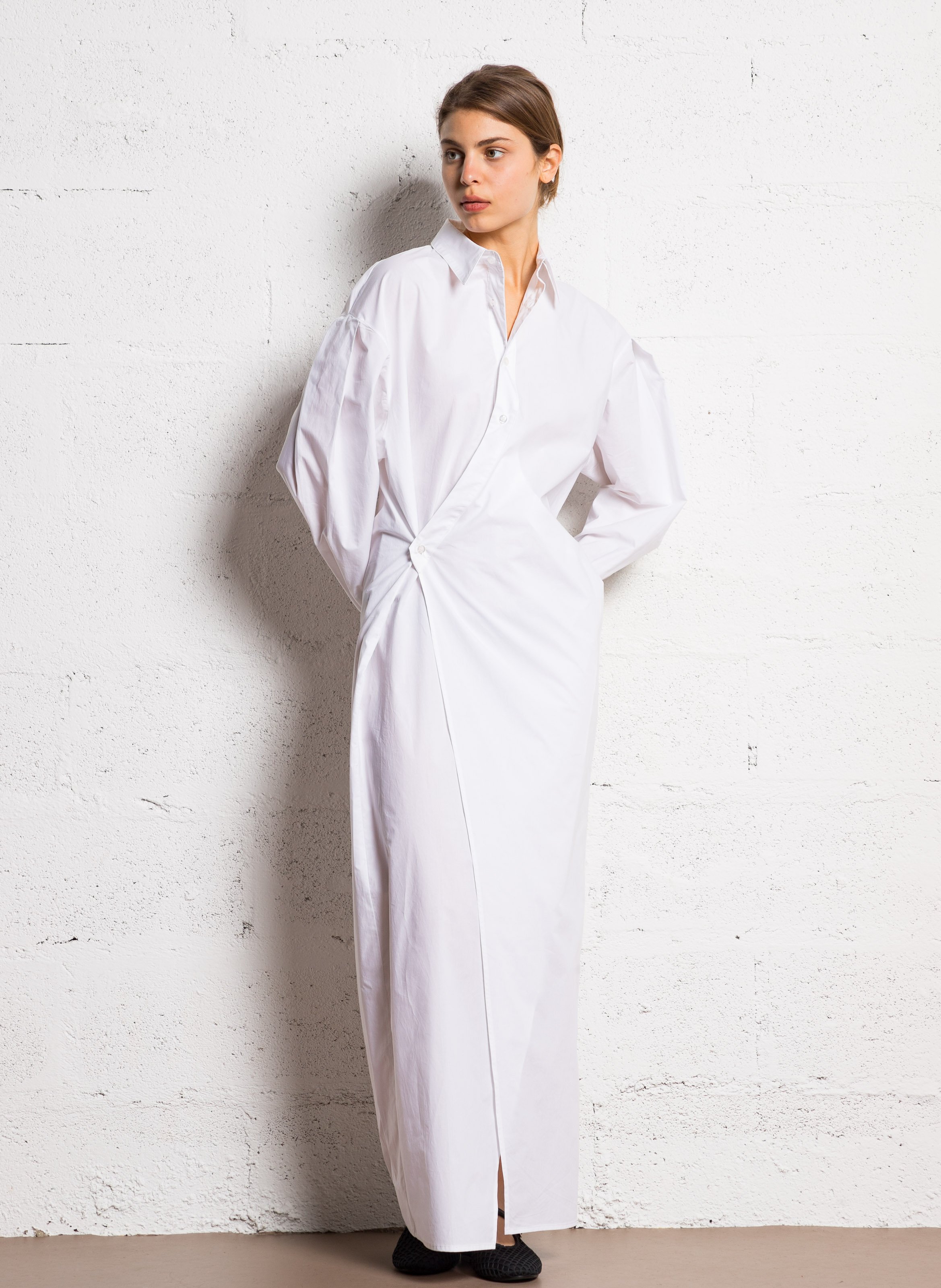 Long cotton wrap dress ATTIC AND BARN White