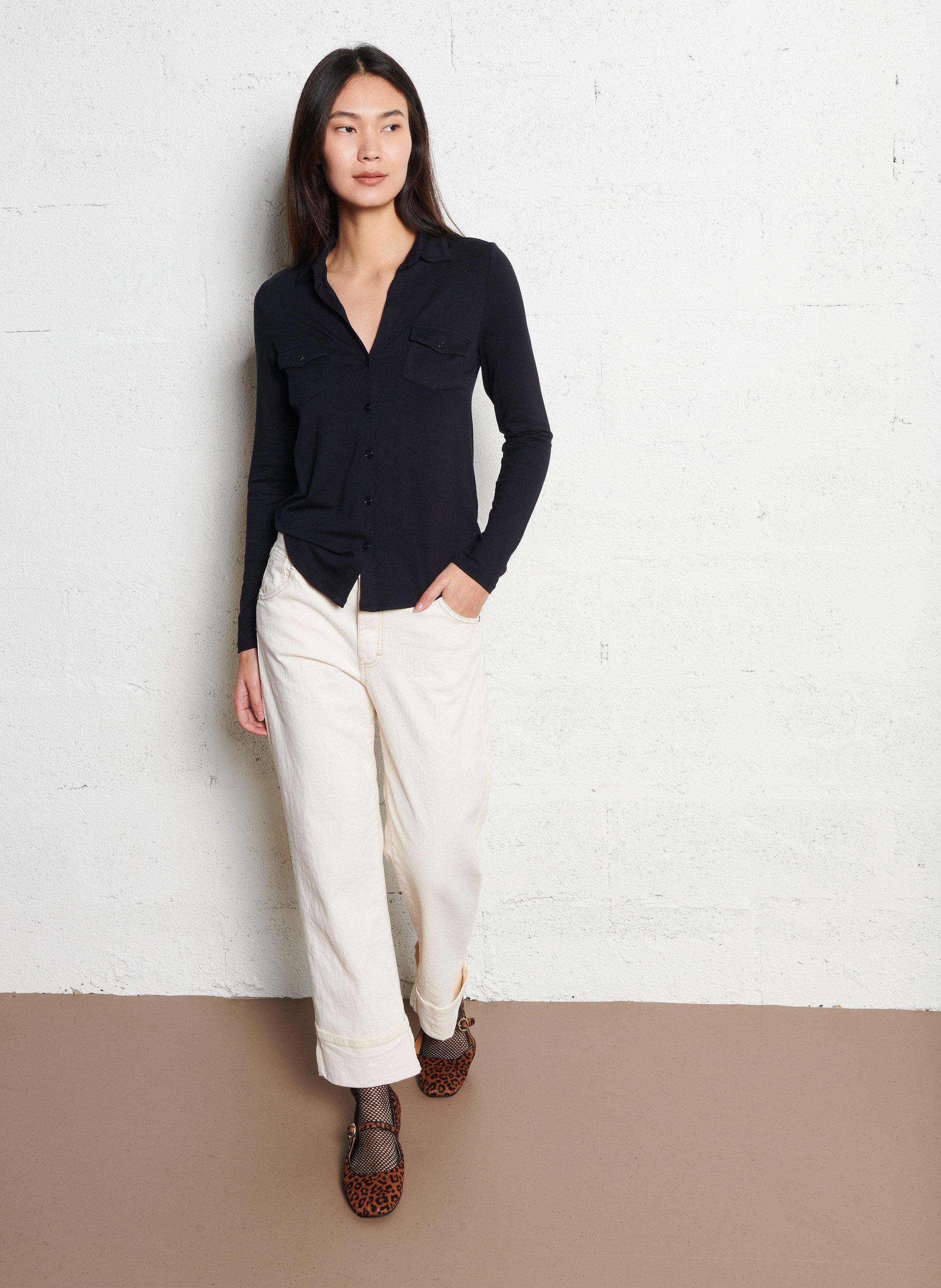 Chemise col classique stretch MAJESTIC FILATURES Bleu