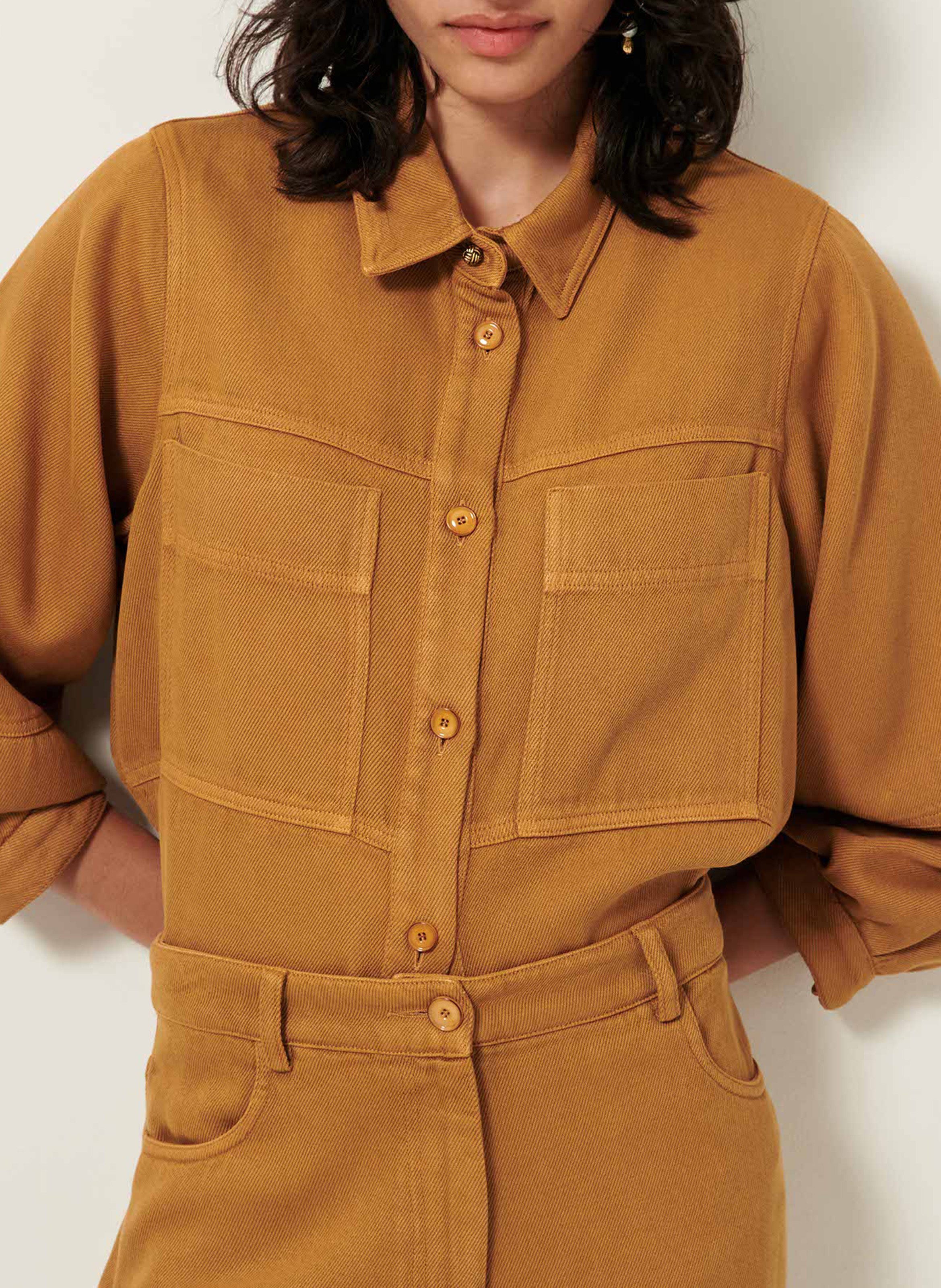 Classic-collar denim jacket SESSUN Brown
