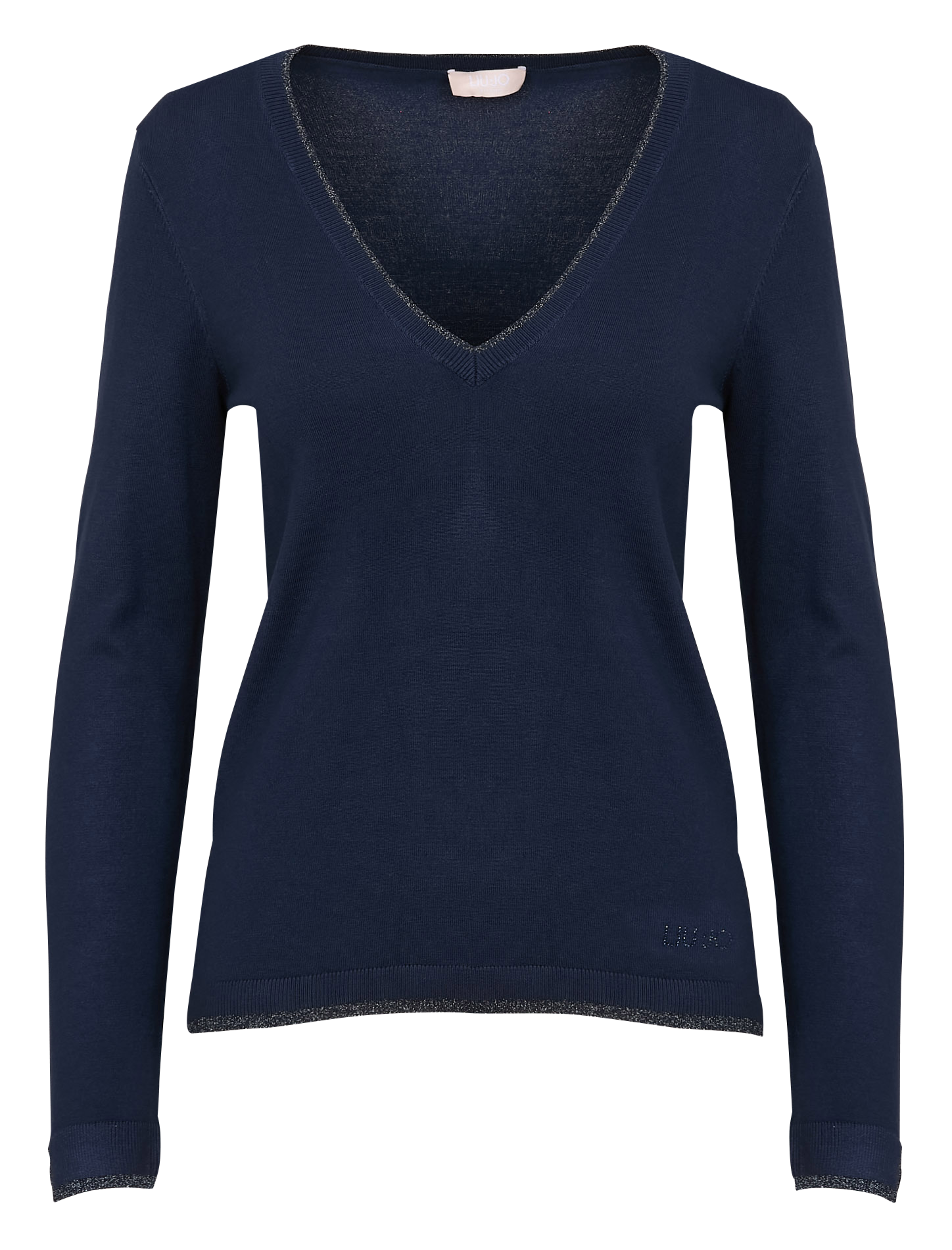 Pull col v à liseré pailleté LIU JO Bleu
