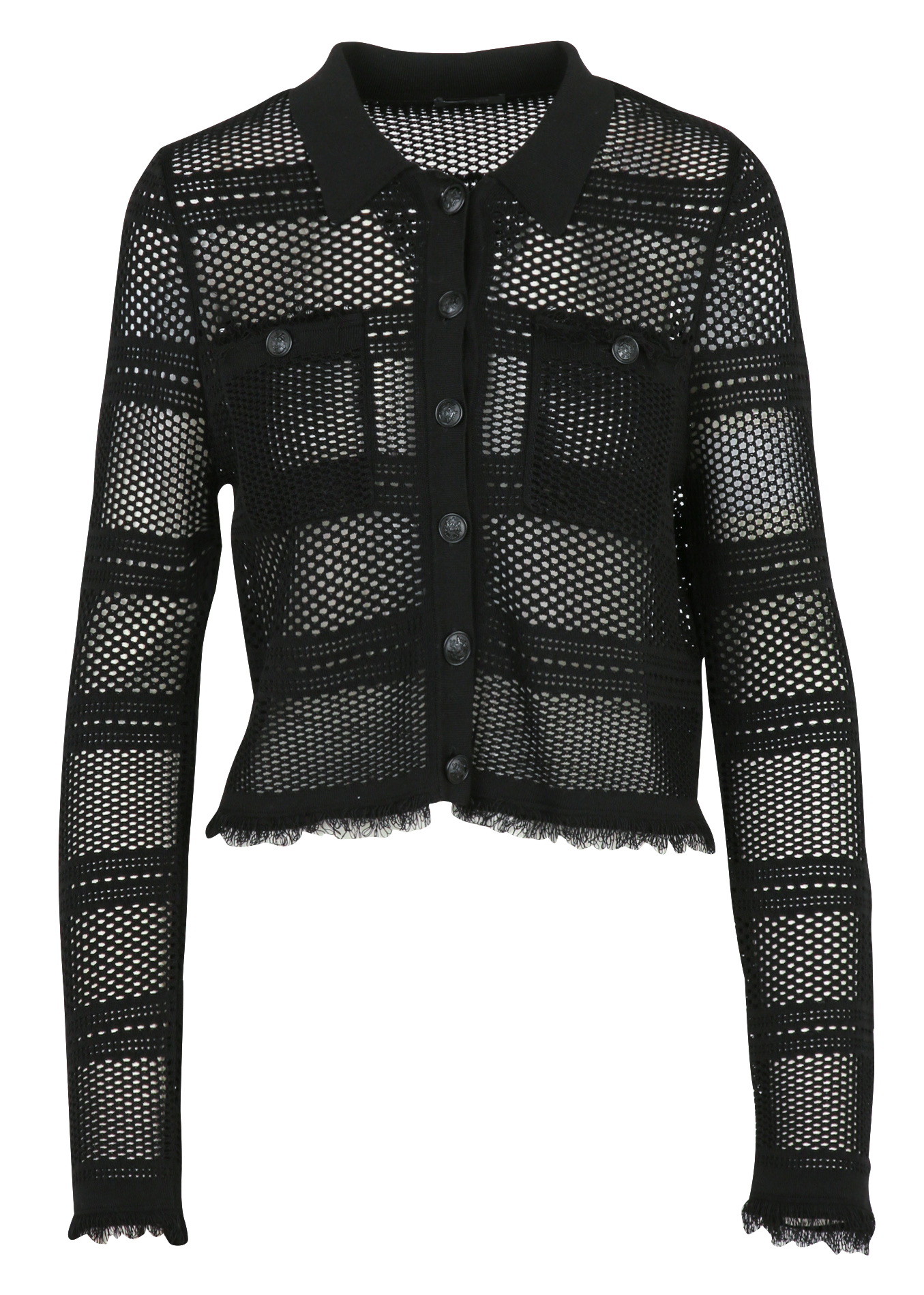 Openwork knit straight cardigan IKKS Black
