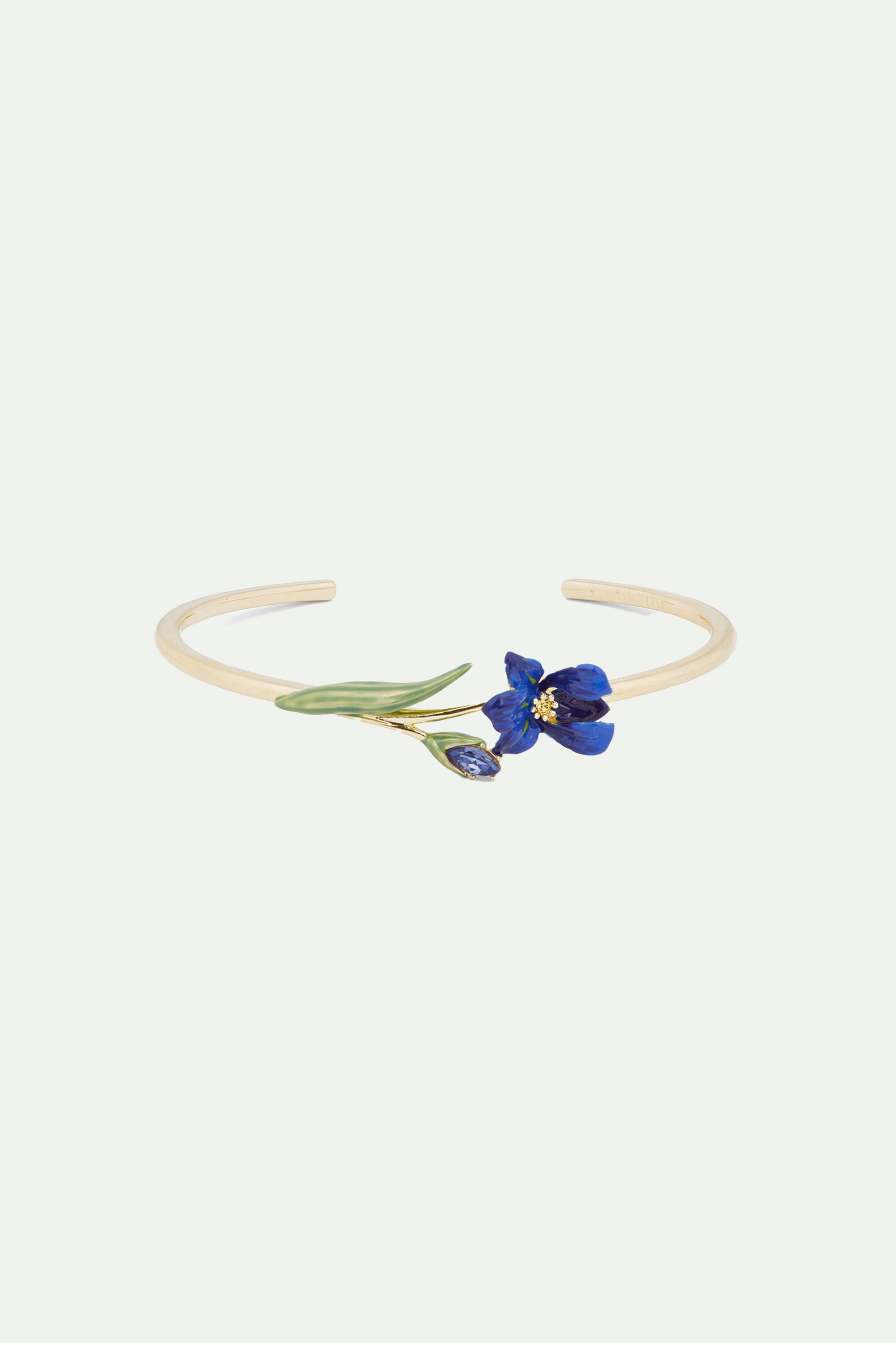 Siberian iris and faceted glass bangle bracelet LES NEREIDES Blue