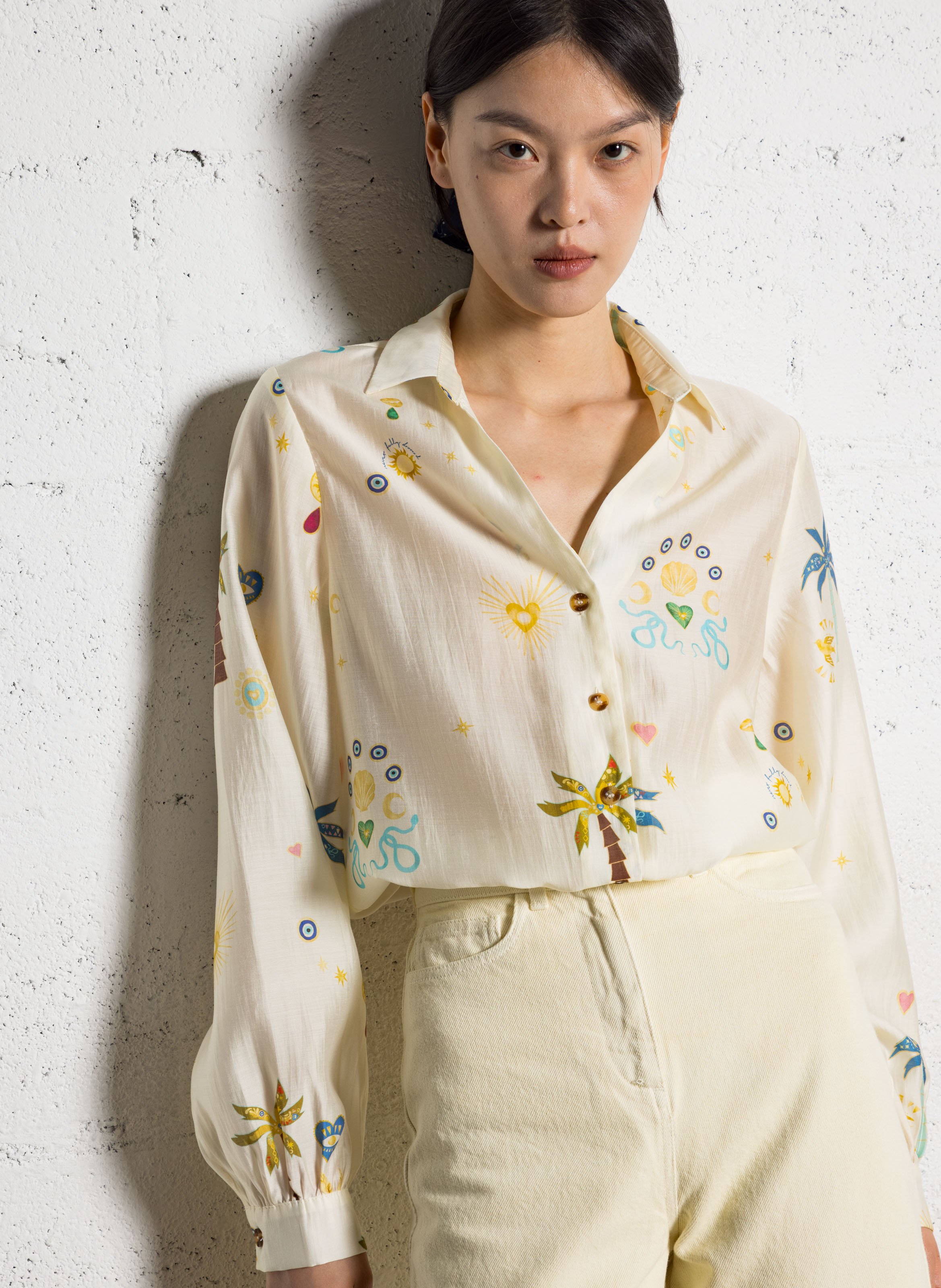 Chemise col classique imprimée NEVER FULLY DRESSED White