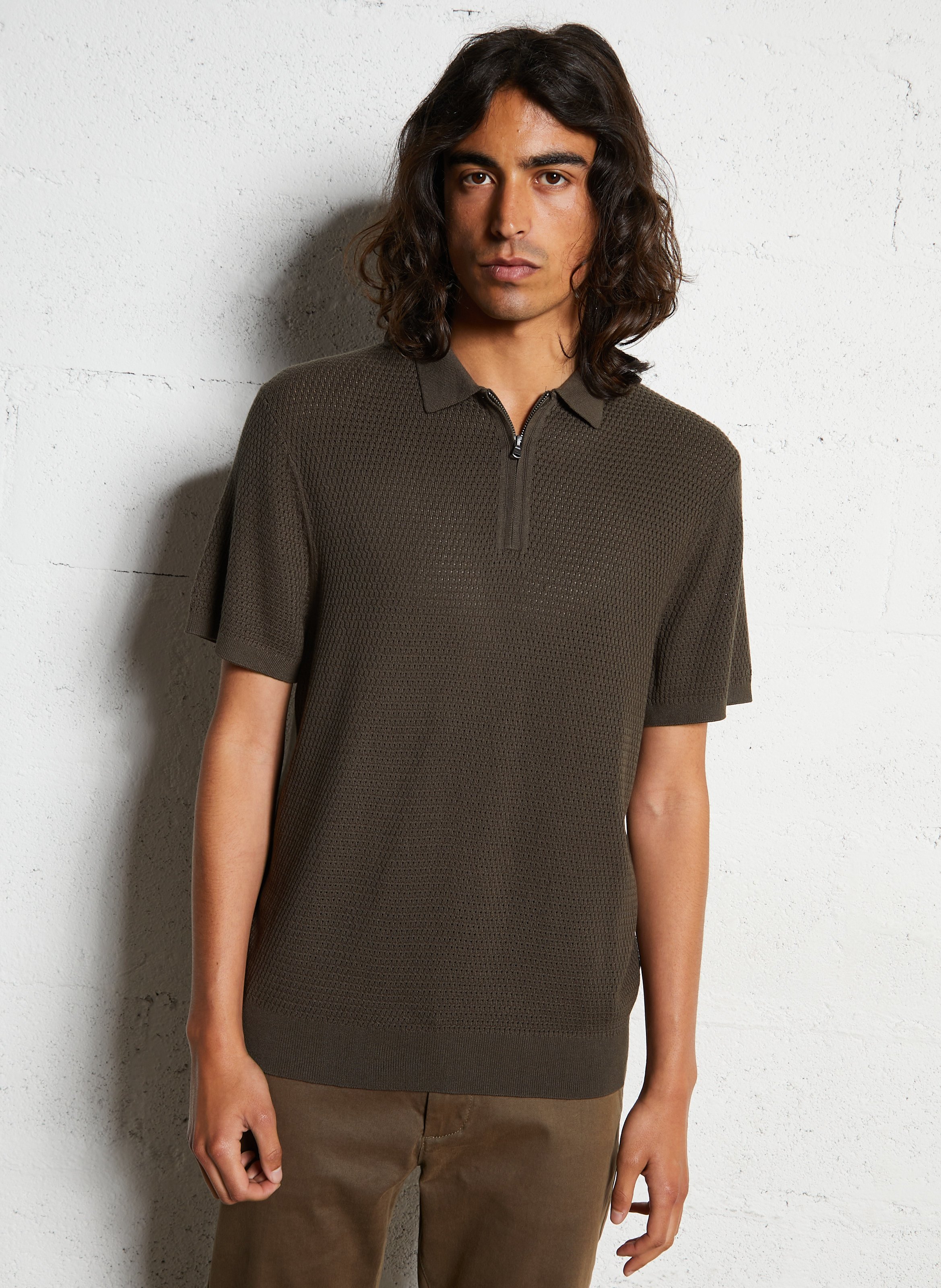 Rechte polo van katoenmix IKKS Kaki