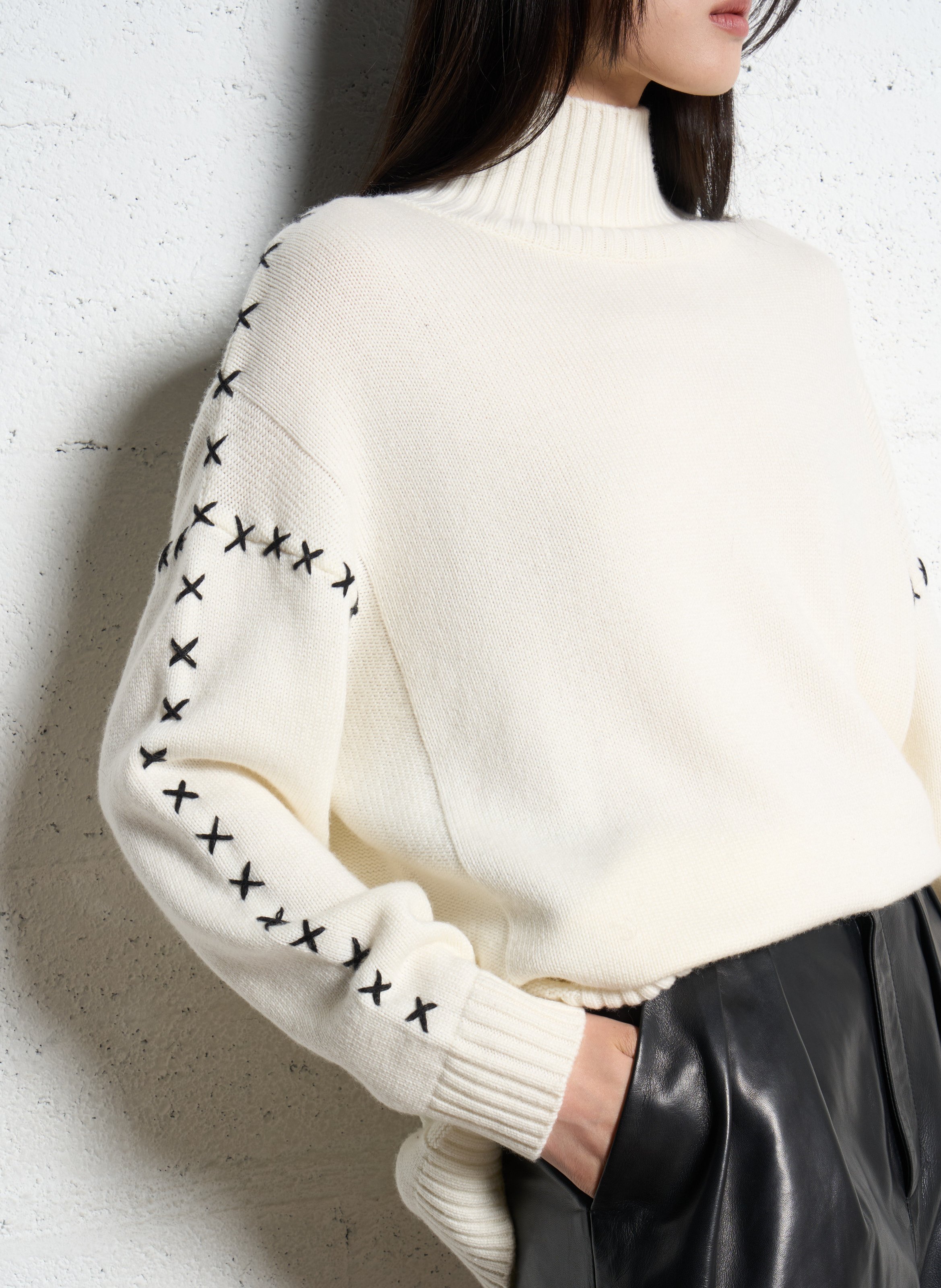 Pull col montant  IKKS Blanc