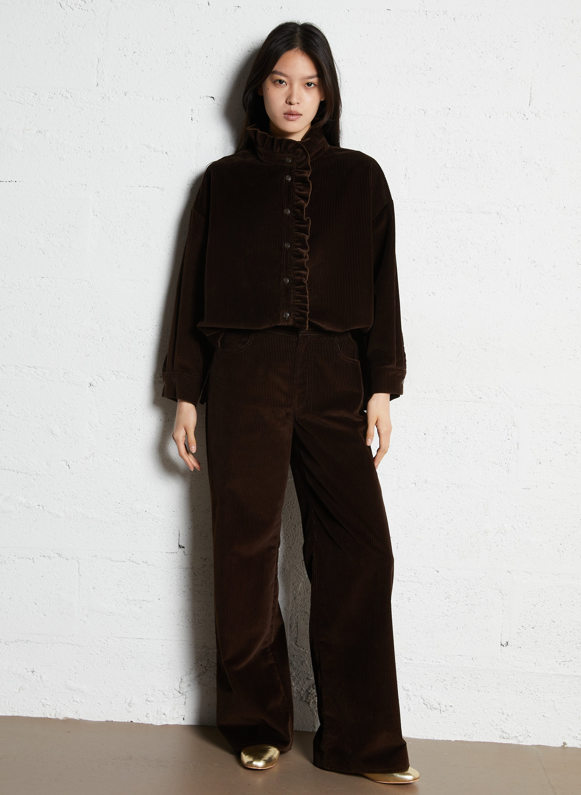 Katoenen oversized blouse SUZIE WINKLE Bruin