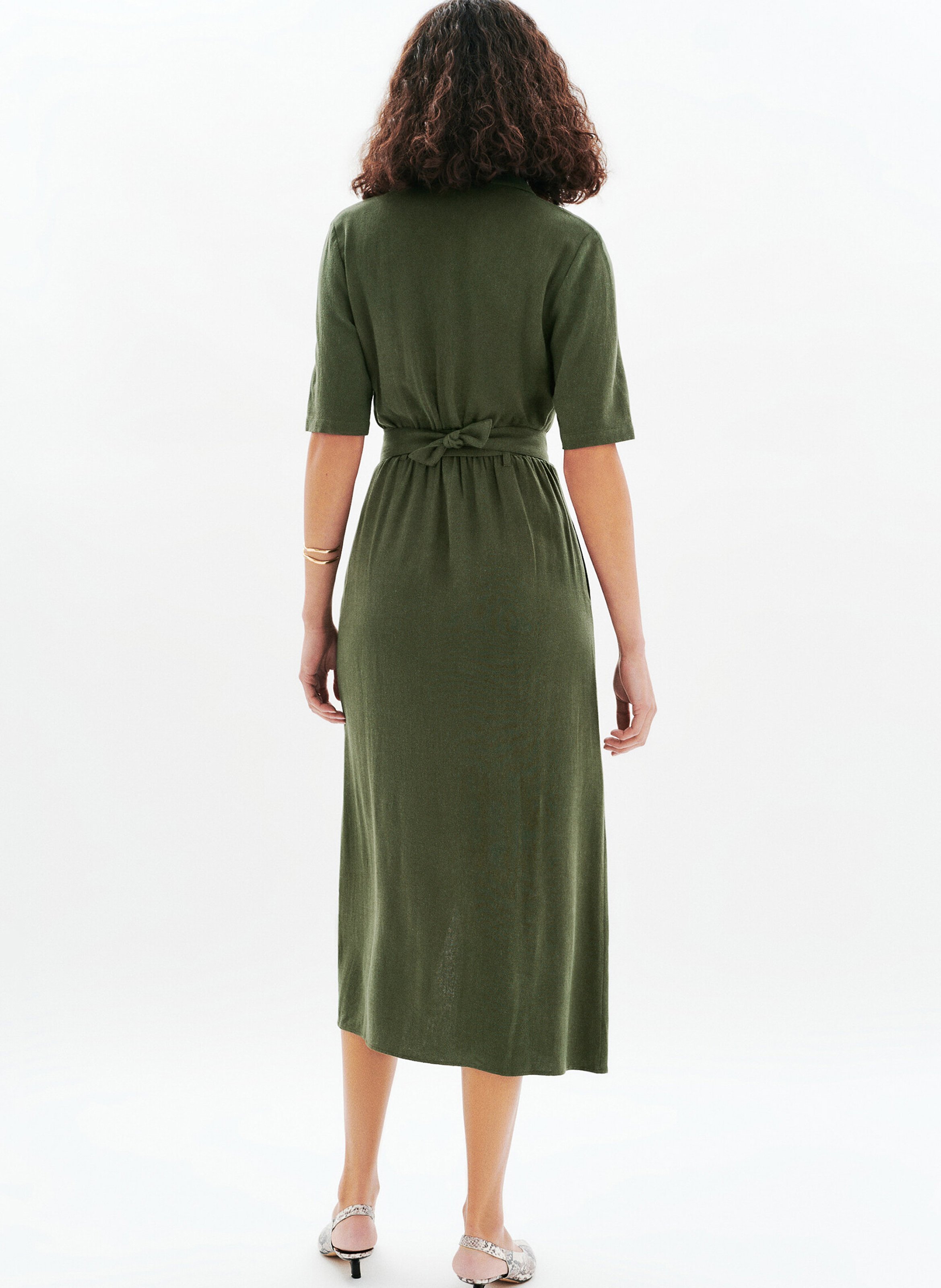 Halflange jurk met kraag CAROLL Groen