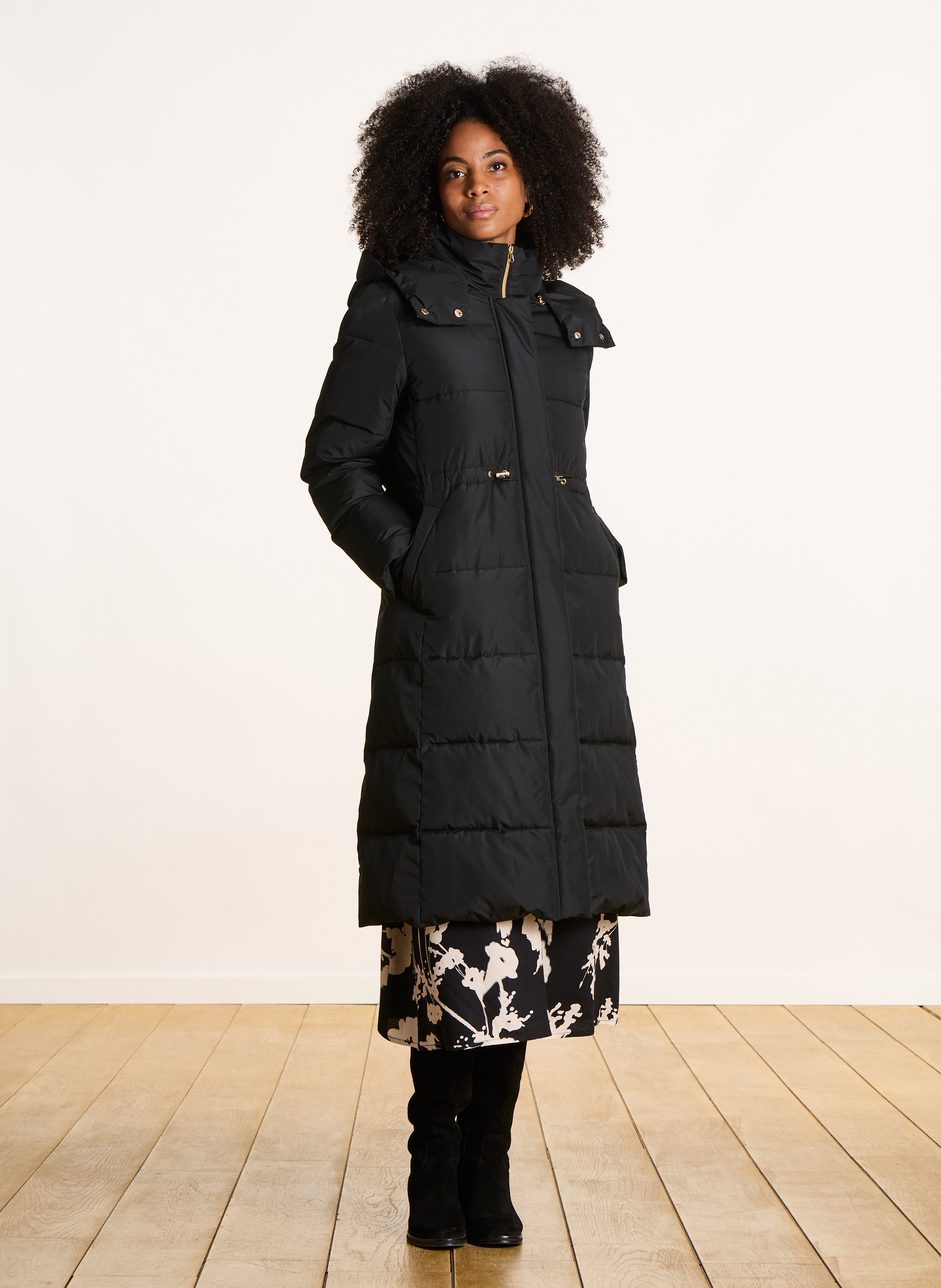 Gewatteerd, lang donsjack LA FEE MARABOUTEE Zwart