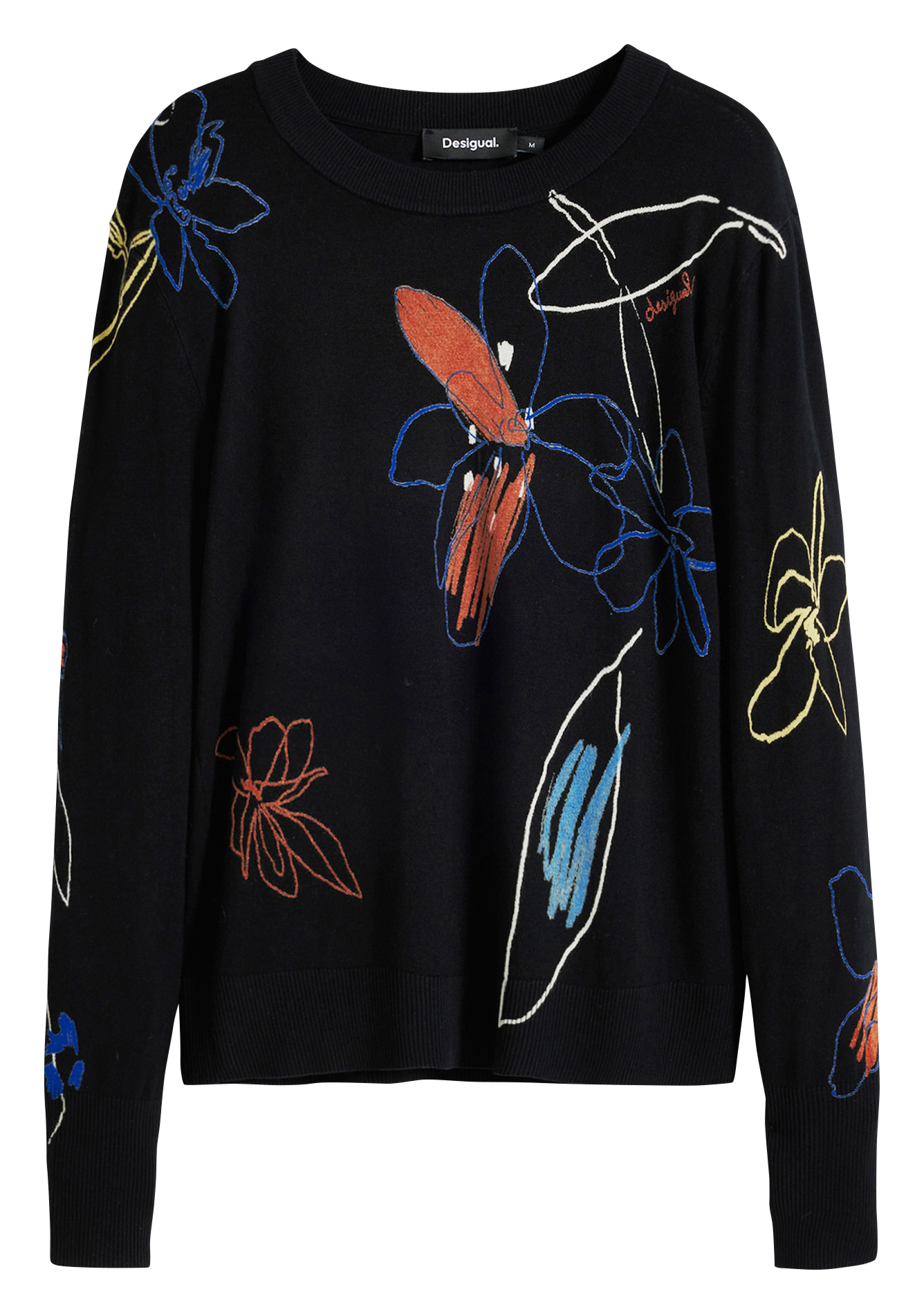 Maglione scollo tondo stampato DESIGUAL Nero