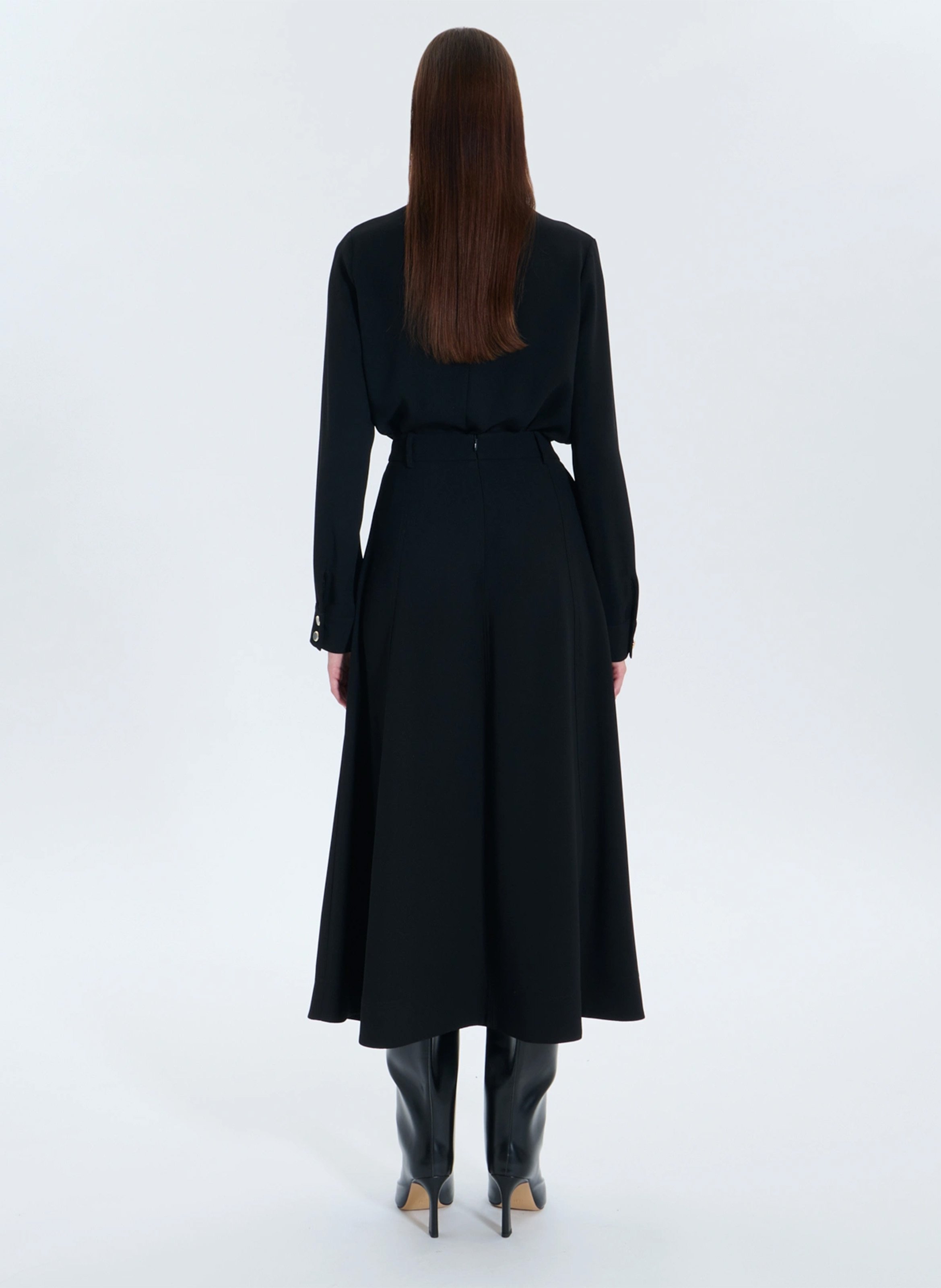 Lange, soepelvallende, uitlopende rok ZAPA Zwart