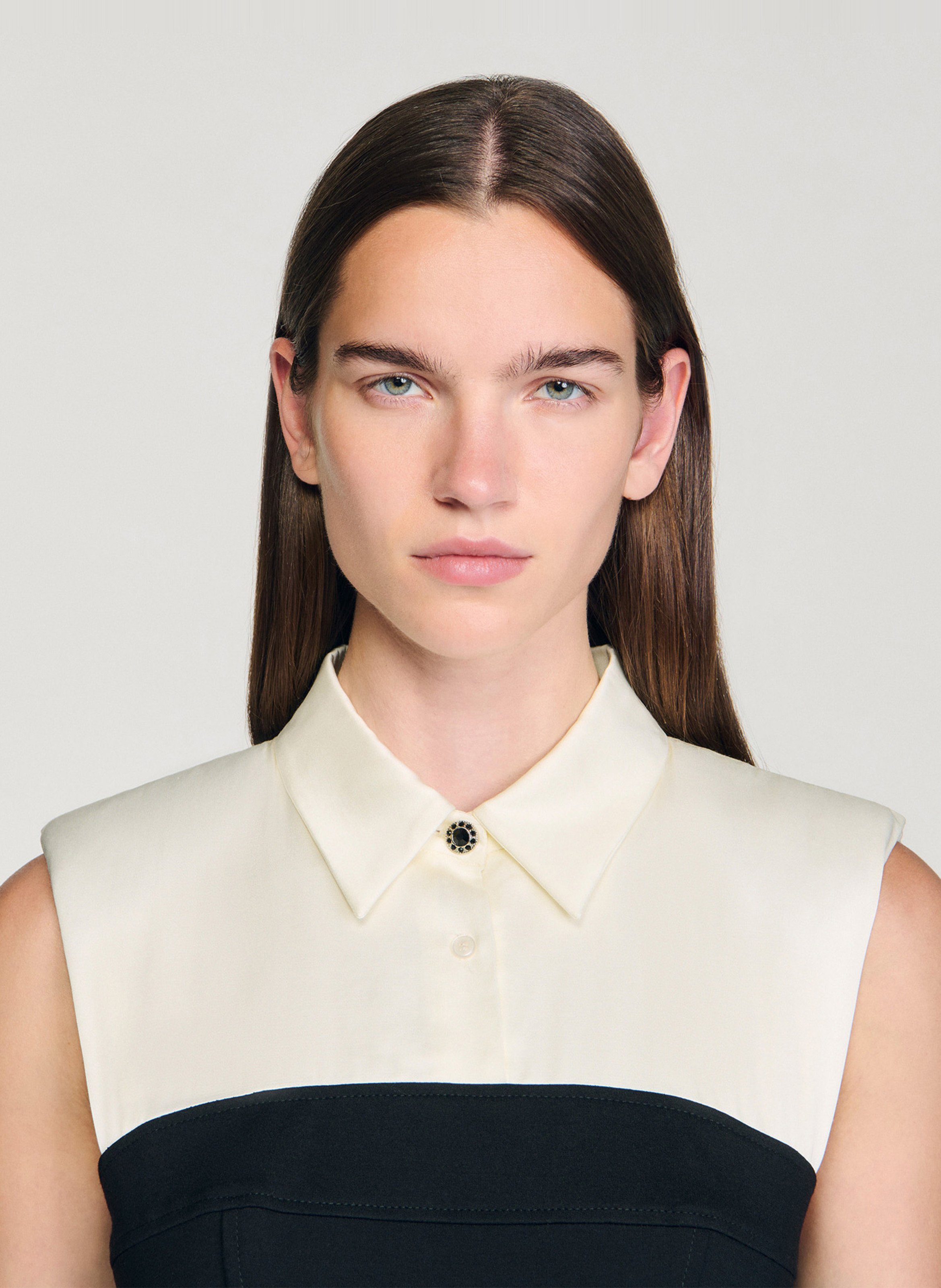 Korte jurk met klassieke kraag SANDRO Wit