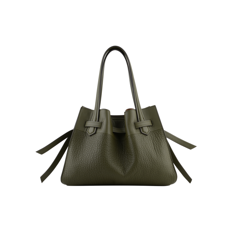 Handbag - cowhide leather POURCHET Khaki