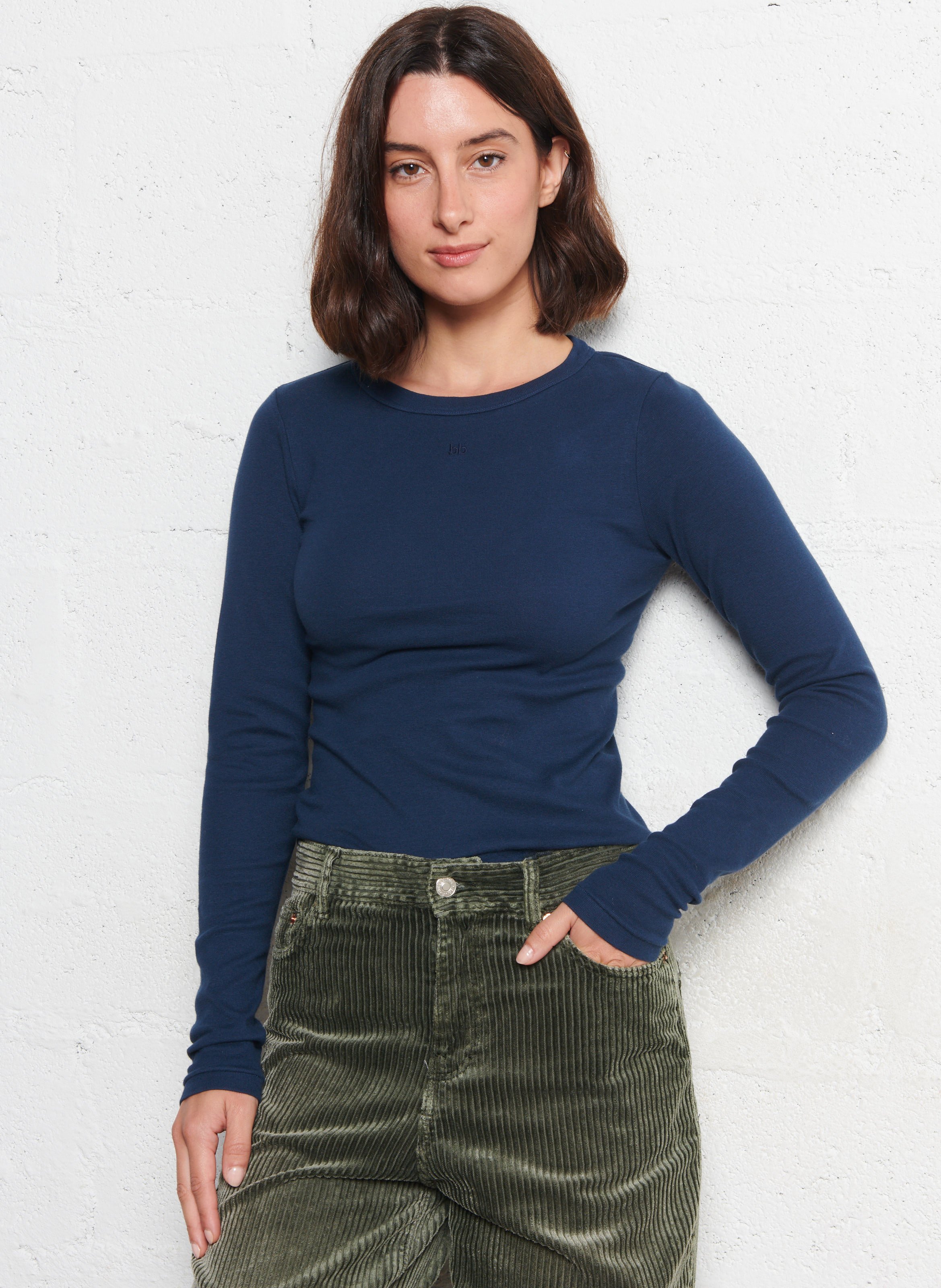 Gestreept T-shirt in marinelook met lange mouwen BELLEROSE Blauw