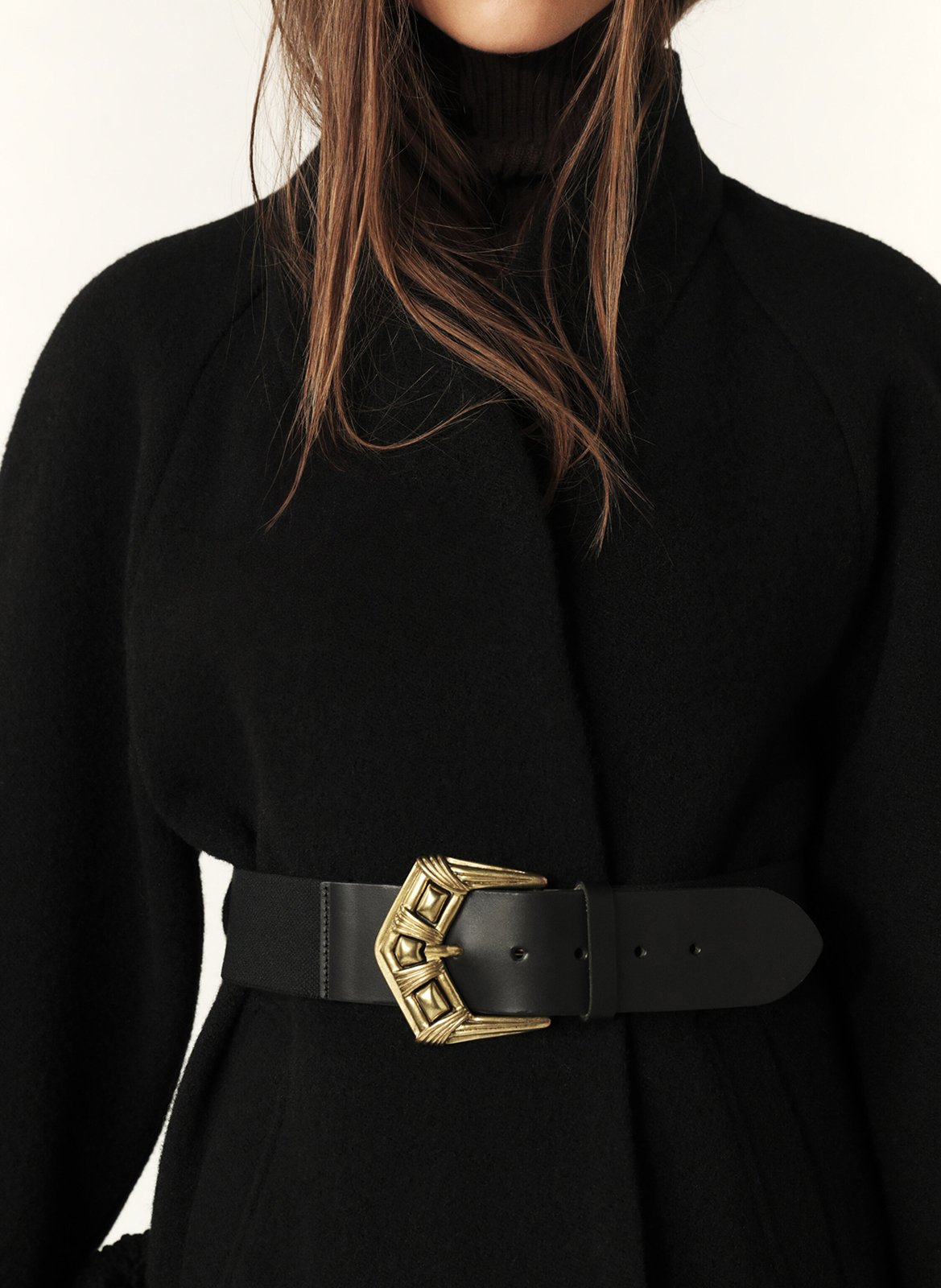 Cape droite col châle en laine BA&SH Noir