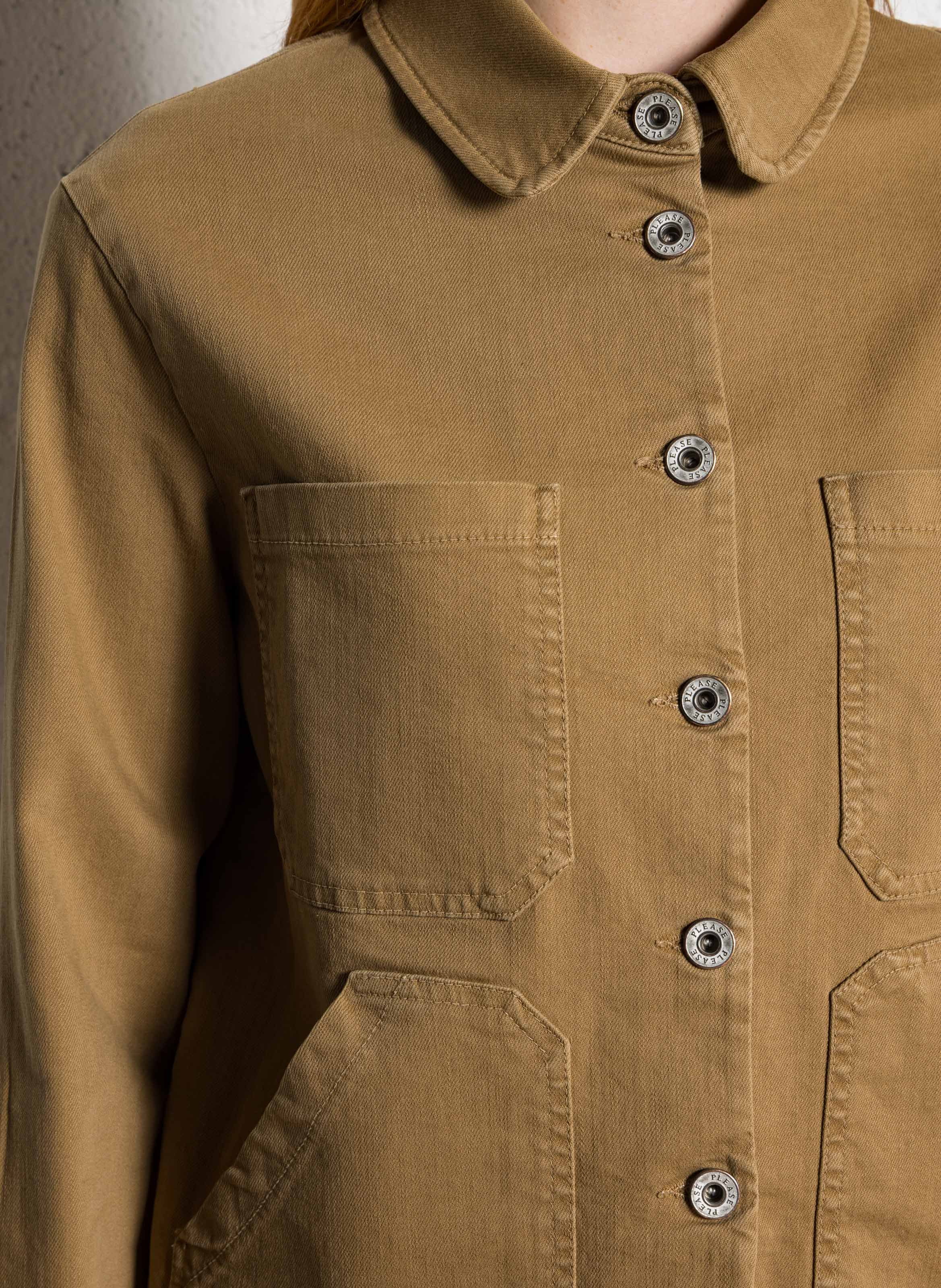 Veste col classique en coton mélangé PLEASE Beige