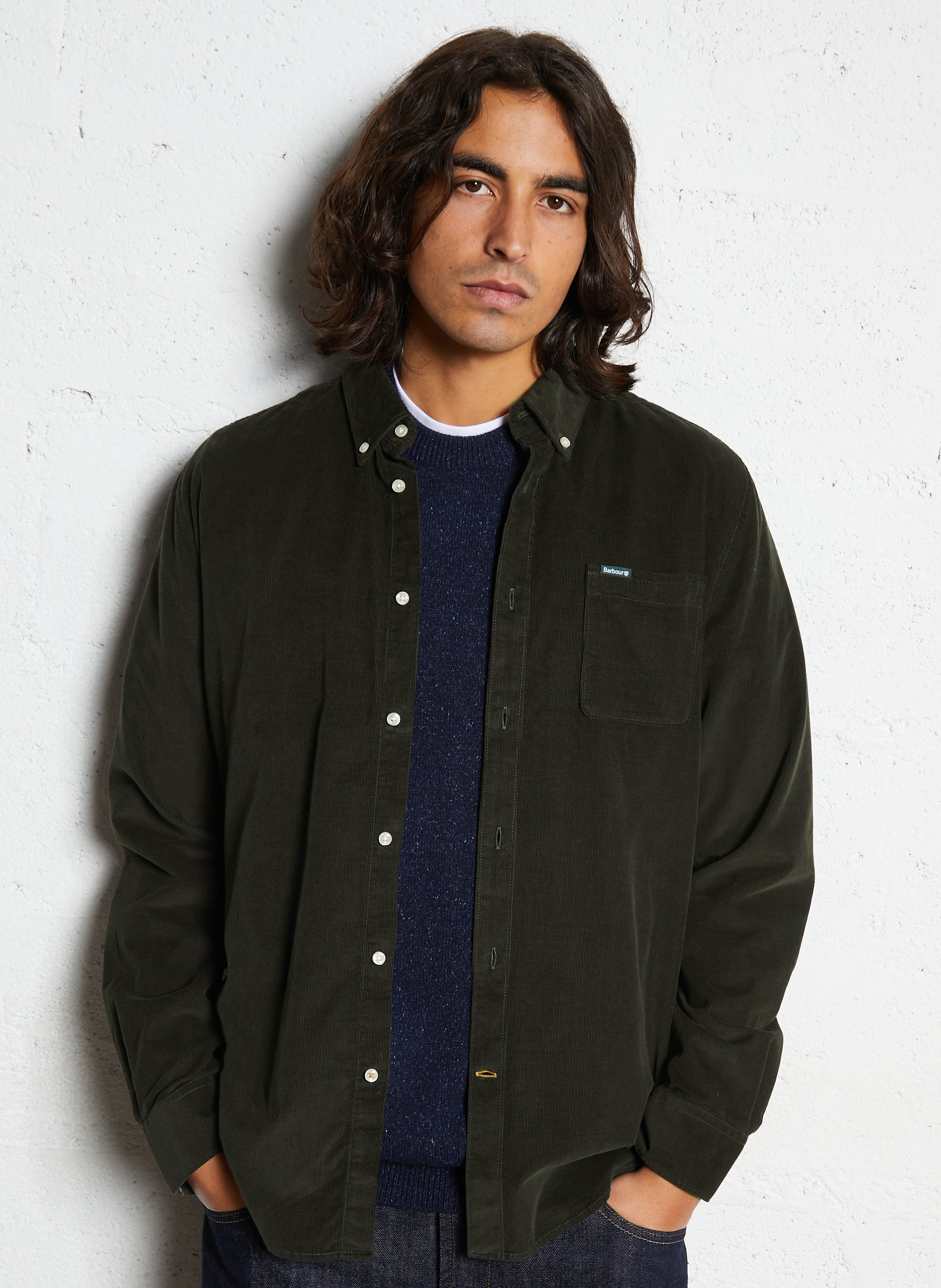 Rechte blouse met lange mouwen van fluweel BARBOUR