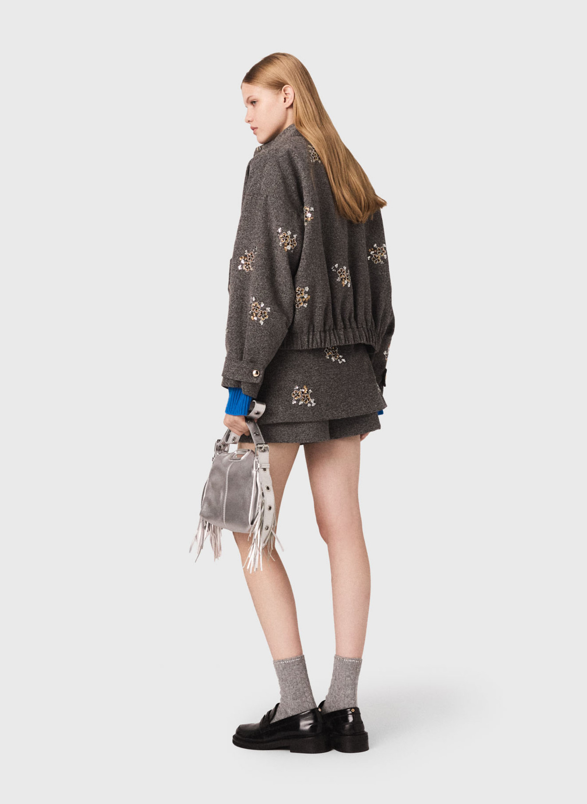 Shorts with sequin embroidery MAJE Grey