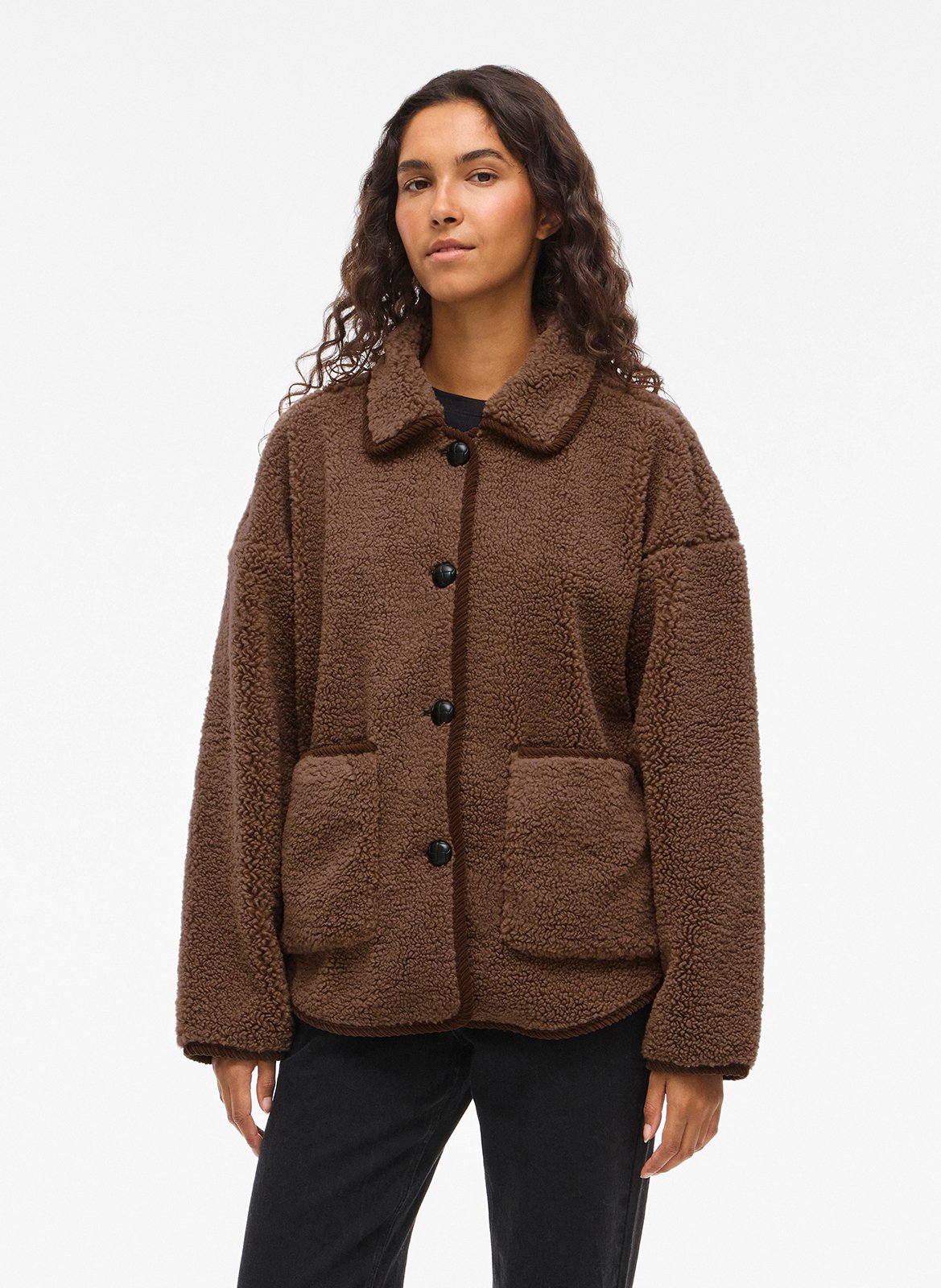 Sherpa classic-collar jacket VILA Brown