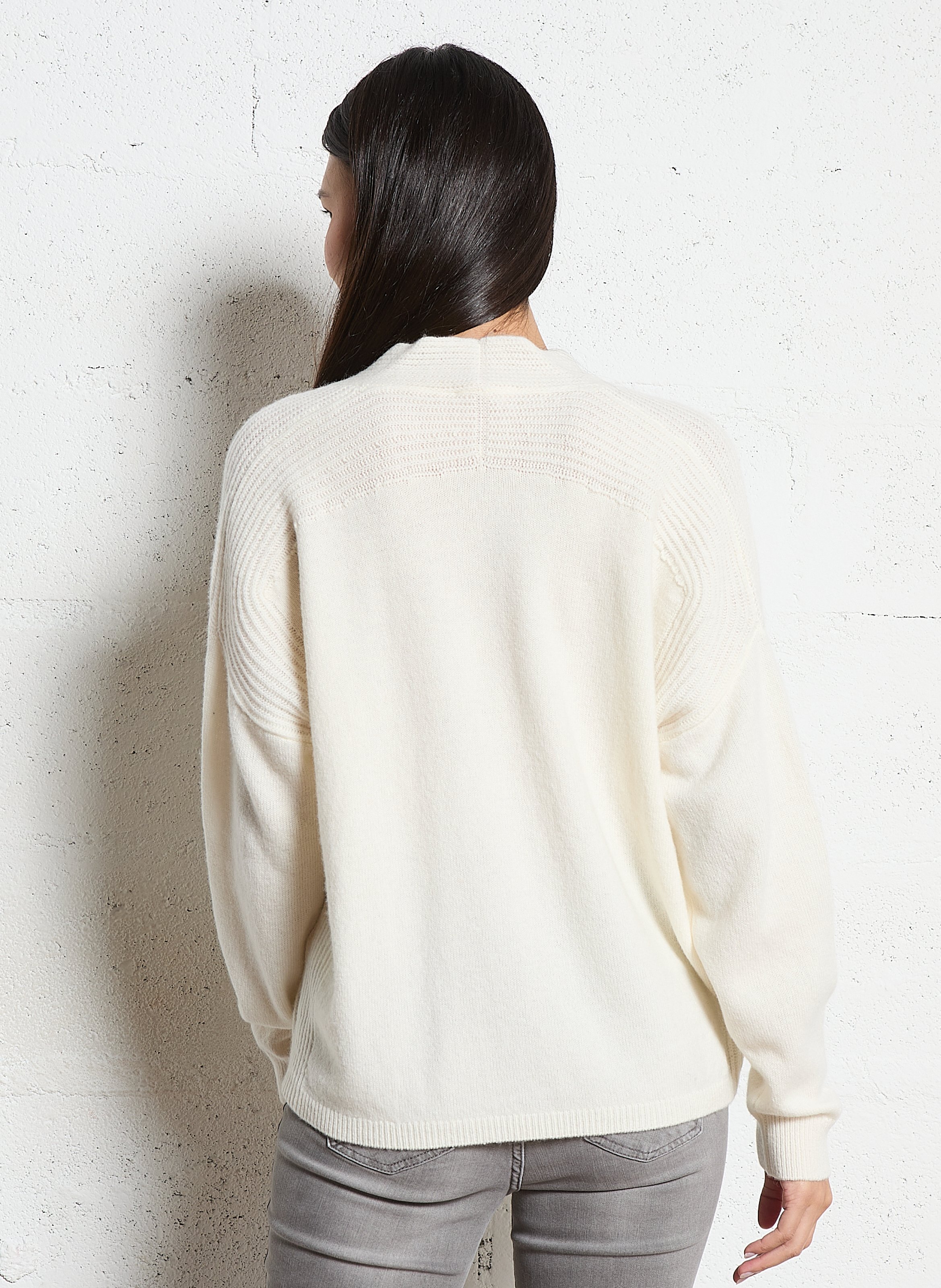 Pull oversize col rond en laine LIU JO Blanc