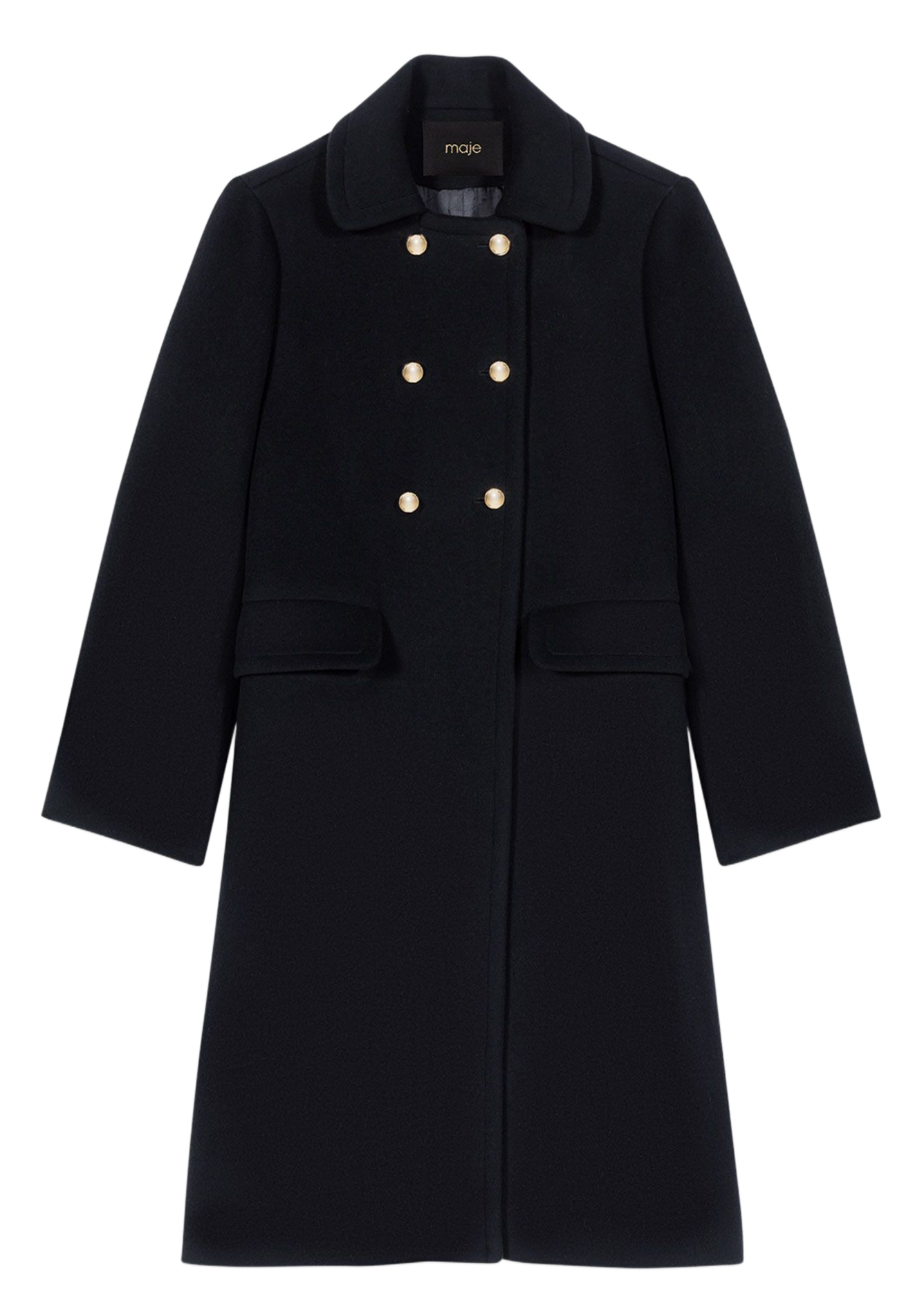 Manteau col classique en laine mélangée MAJE Noir