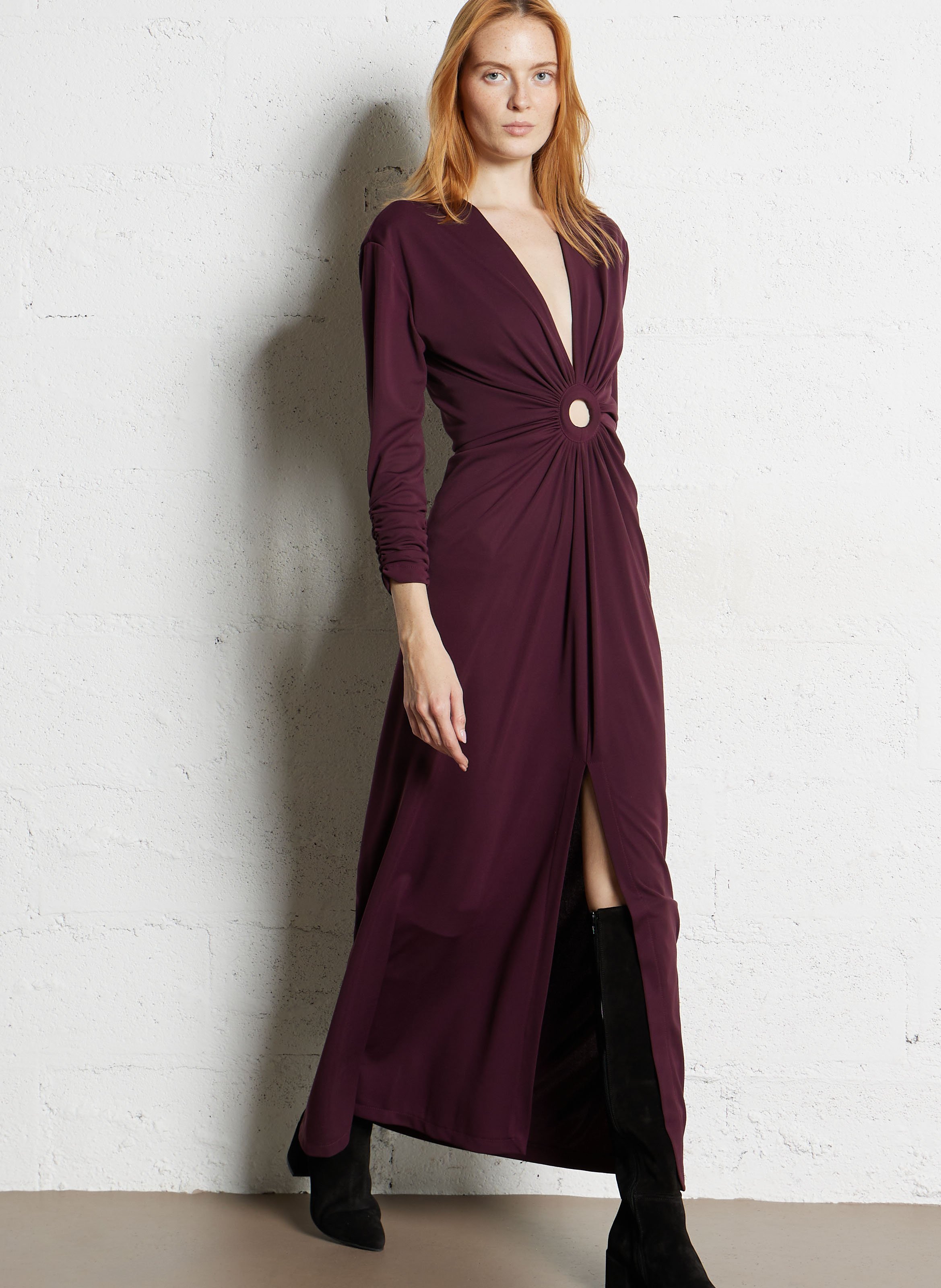 Robe longue drappée col v  IMPERIAL Violet
