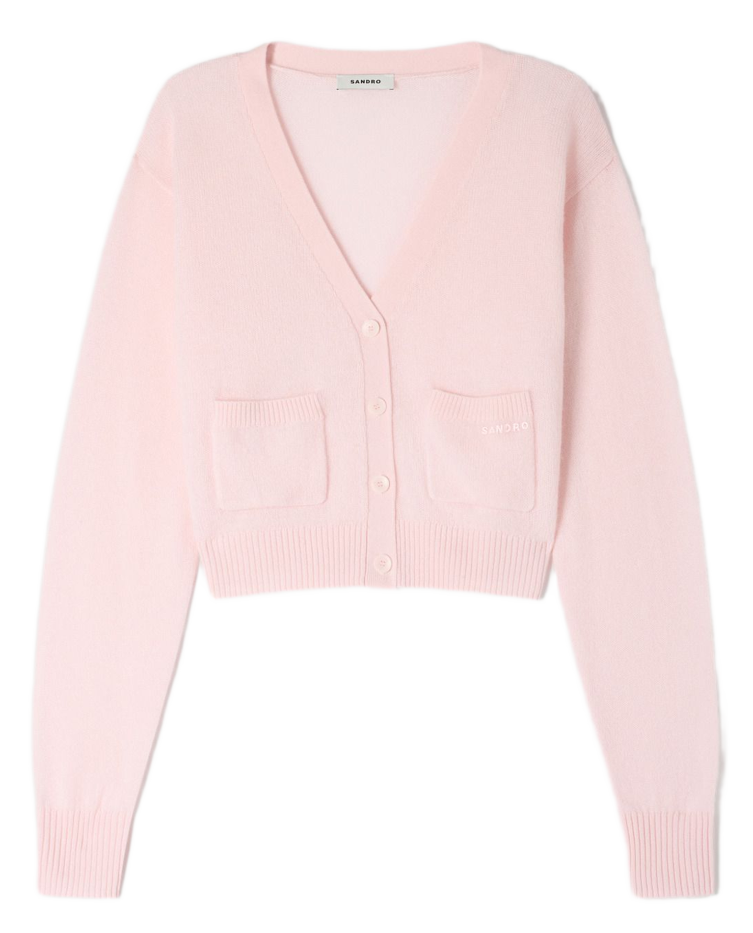 Gilet col v en laine mélangée SANDRO Rose