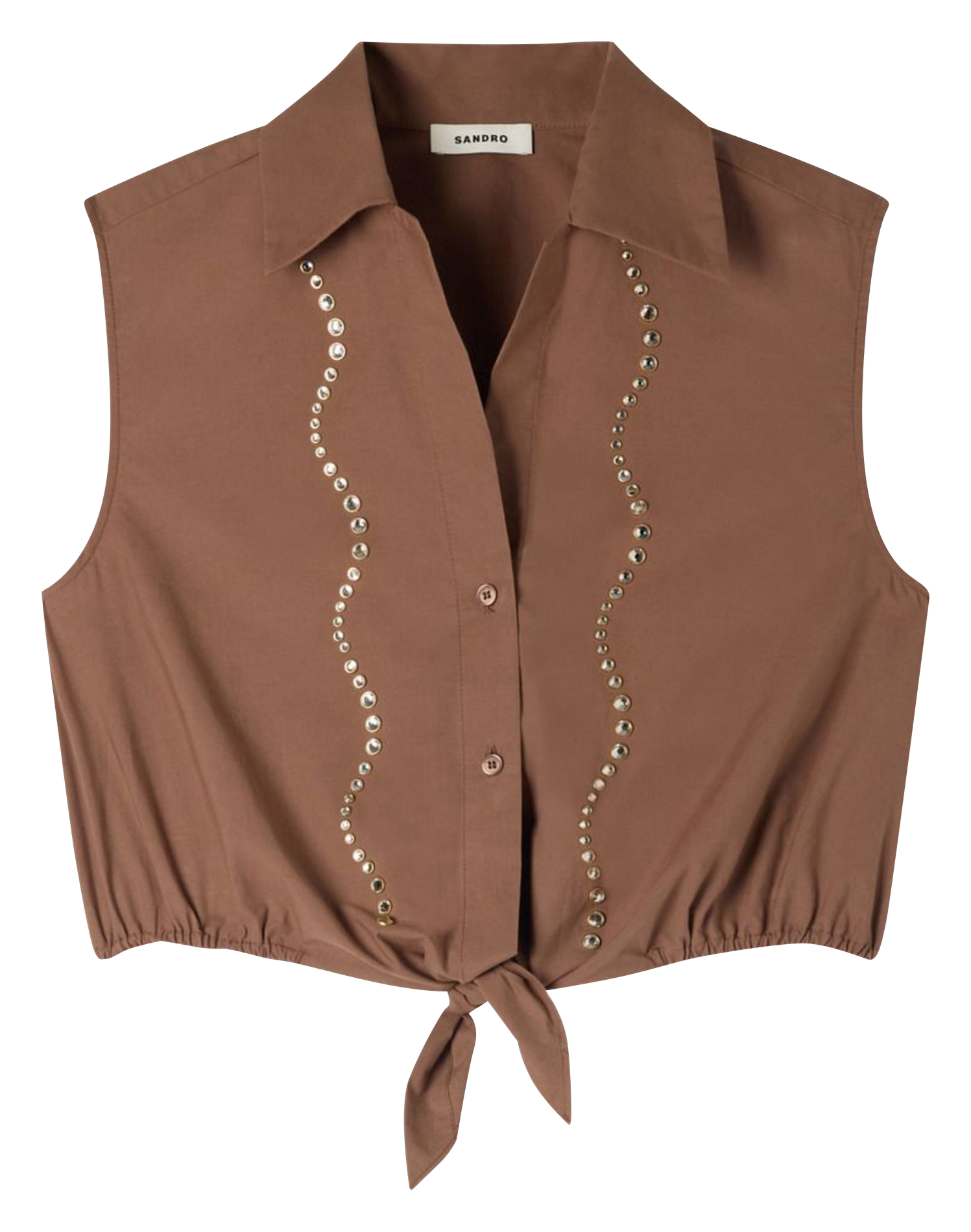 Korte katoenen rechte top SANDRO Bruin