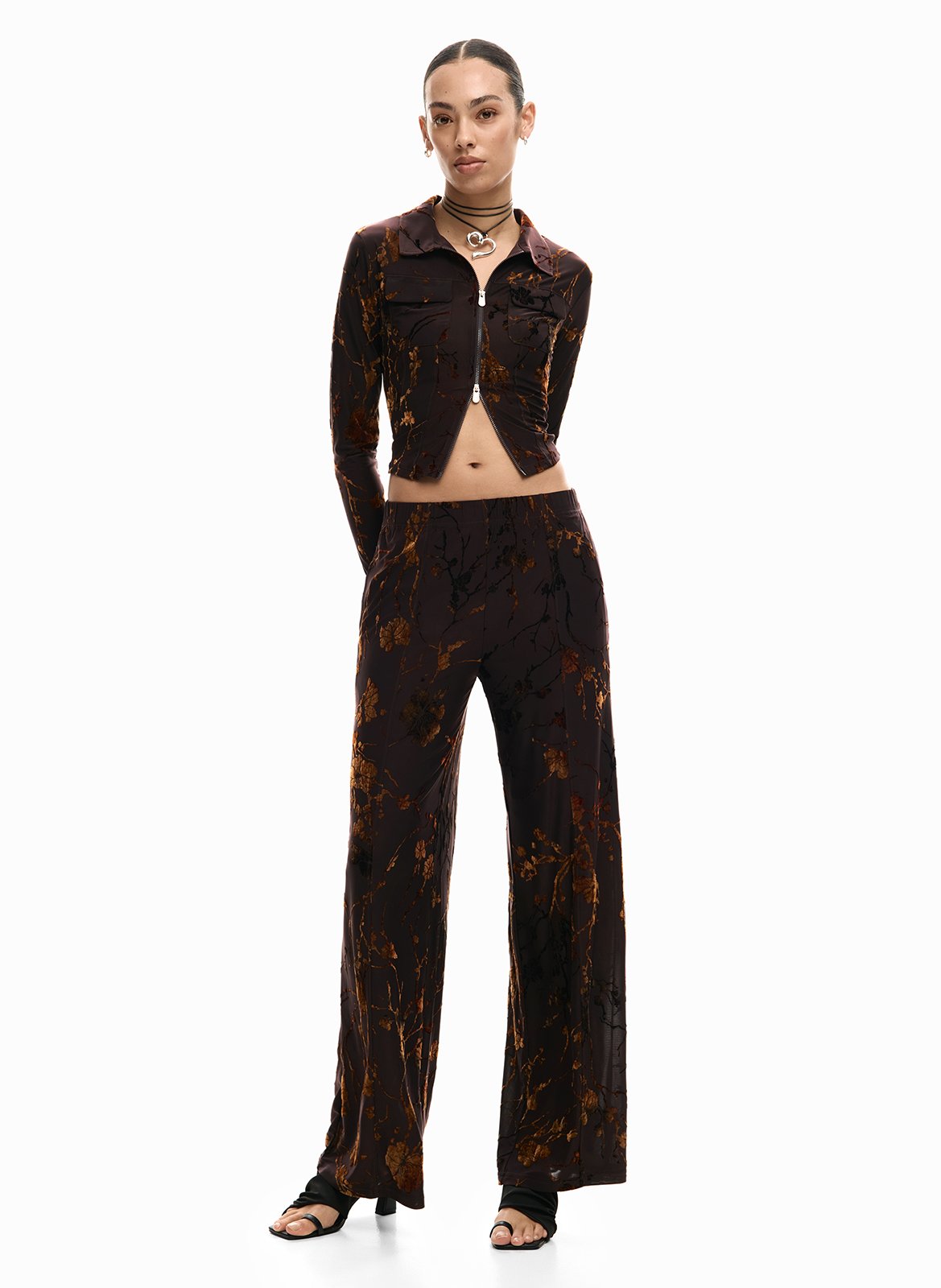 Top con colletto DESIGUAL Marrone