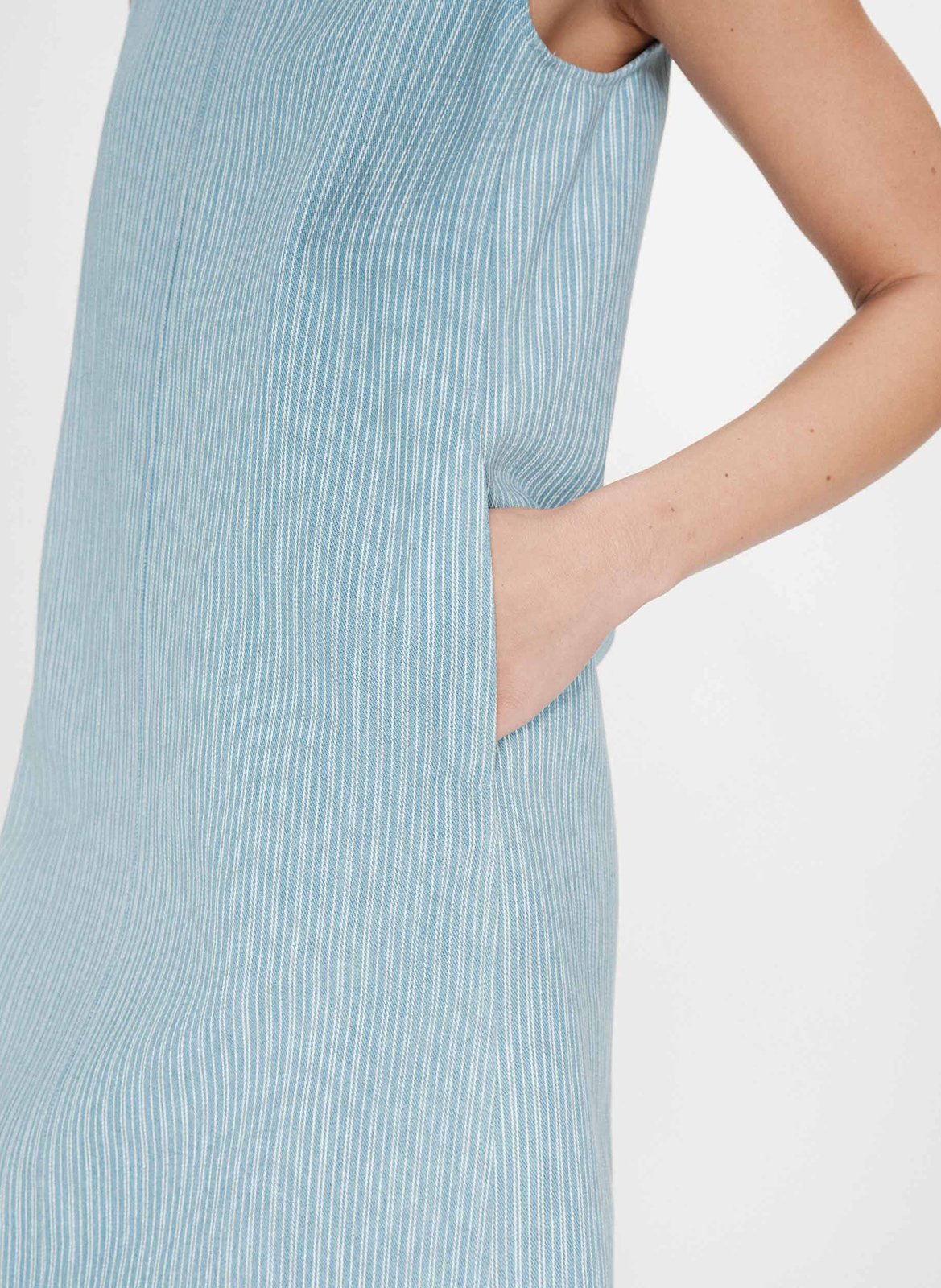 Kurzes Kleid mit Rundhalsausschnitt aus gestreifter Baumwolle GRACE ET MILA Blau