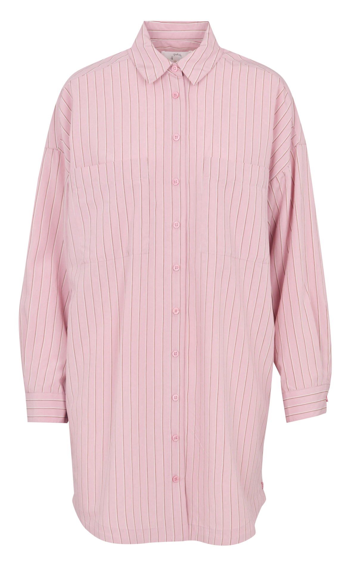 Robe chemise col classique rayée en coton DES PETITS HAUTS Rose
