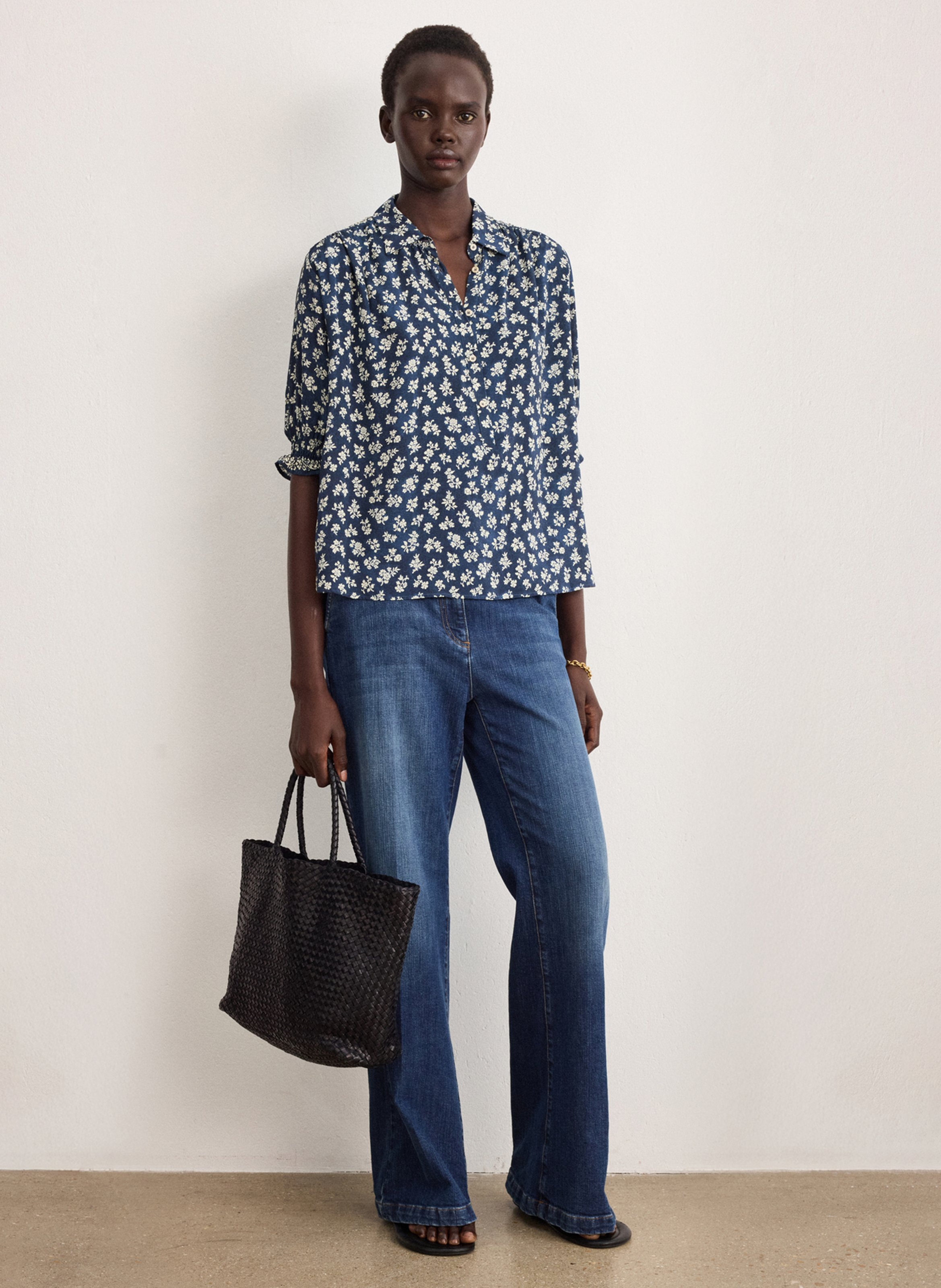 Printed loose-fit shirt with classic collar PABLO Blue