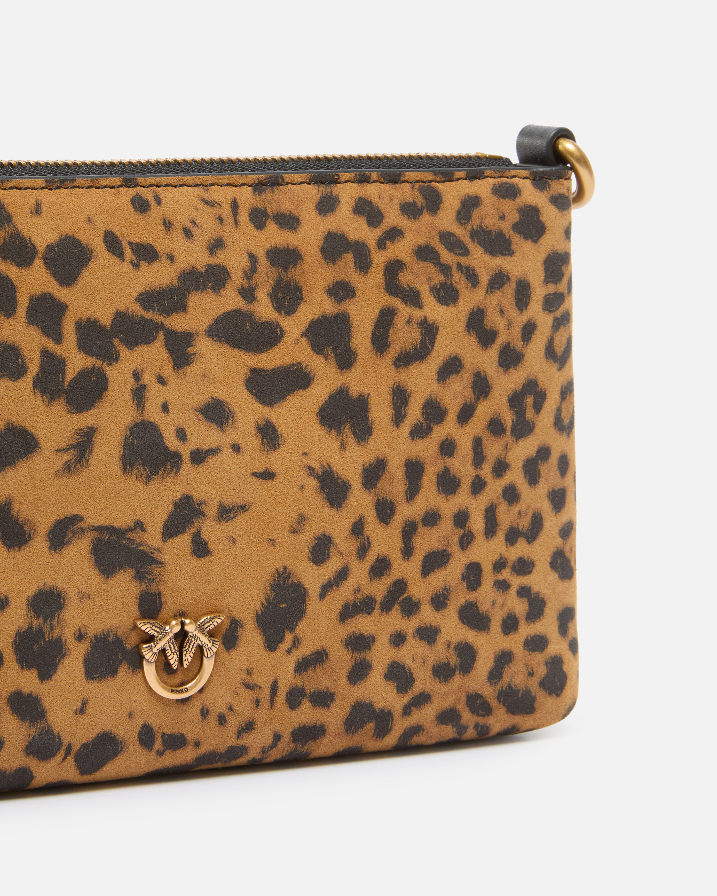 Petite pochette à bandoulière en daim léopard PINKO Multicolore