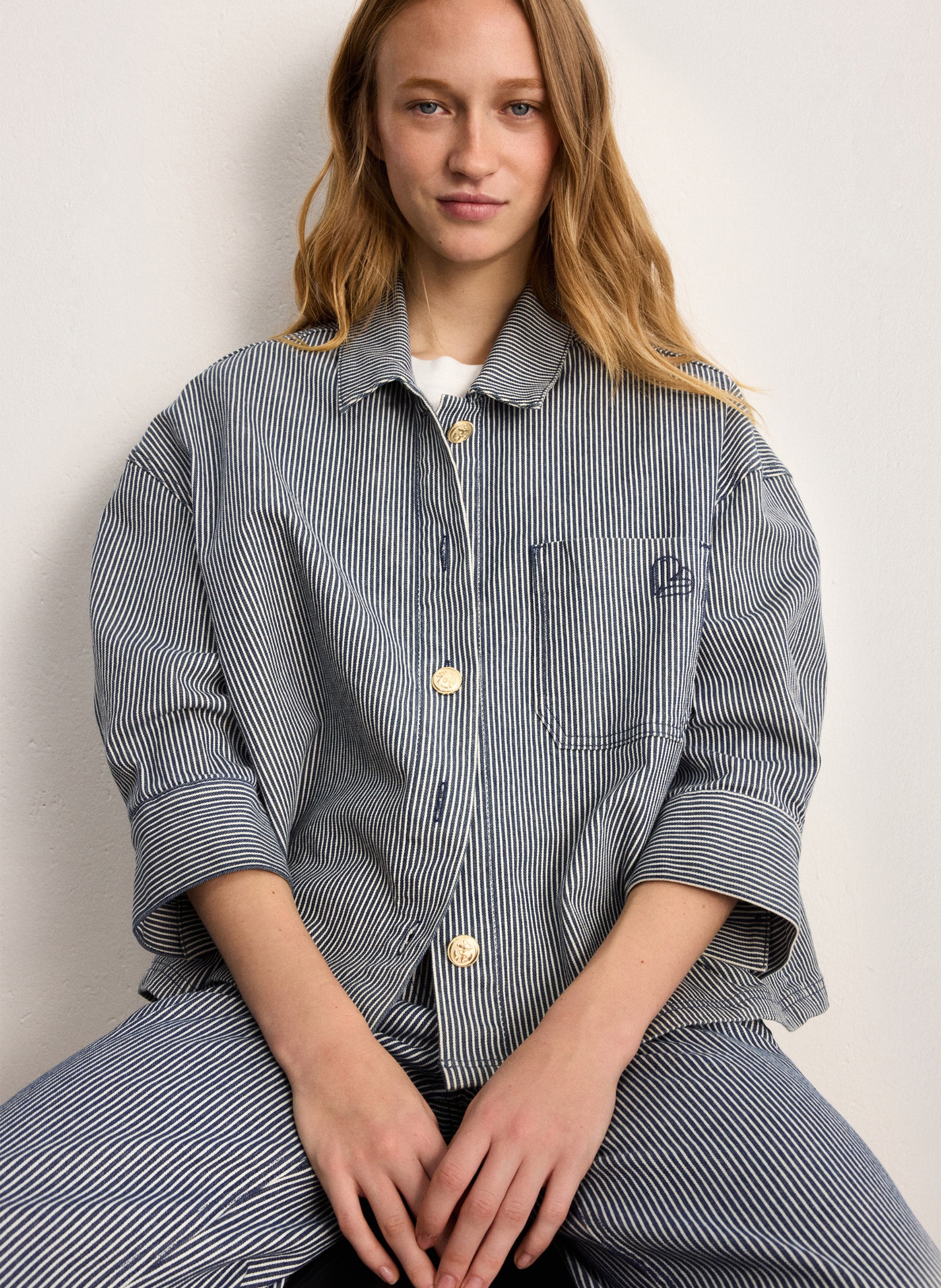 Loose-fit cotton-blend overshirt PABLO Blue