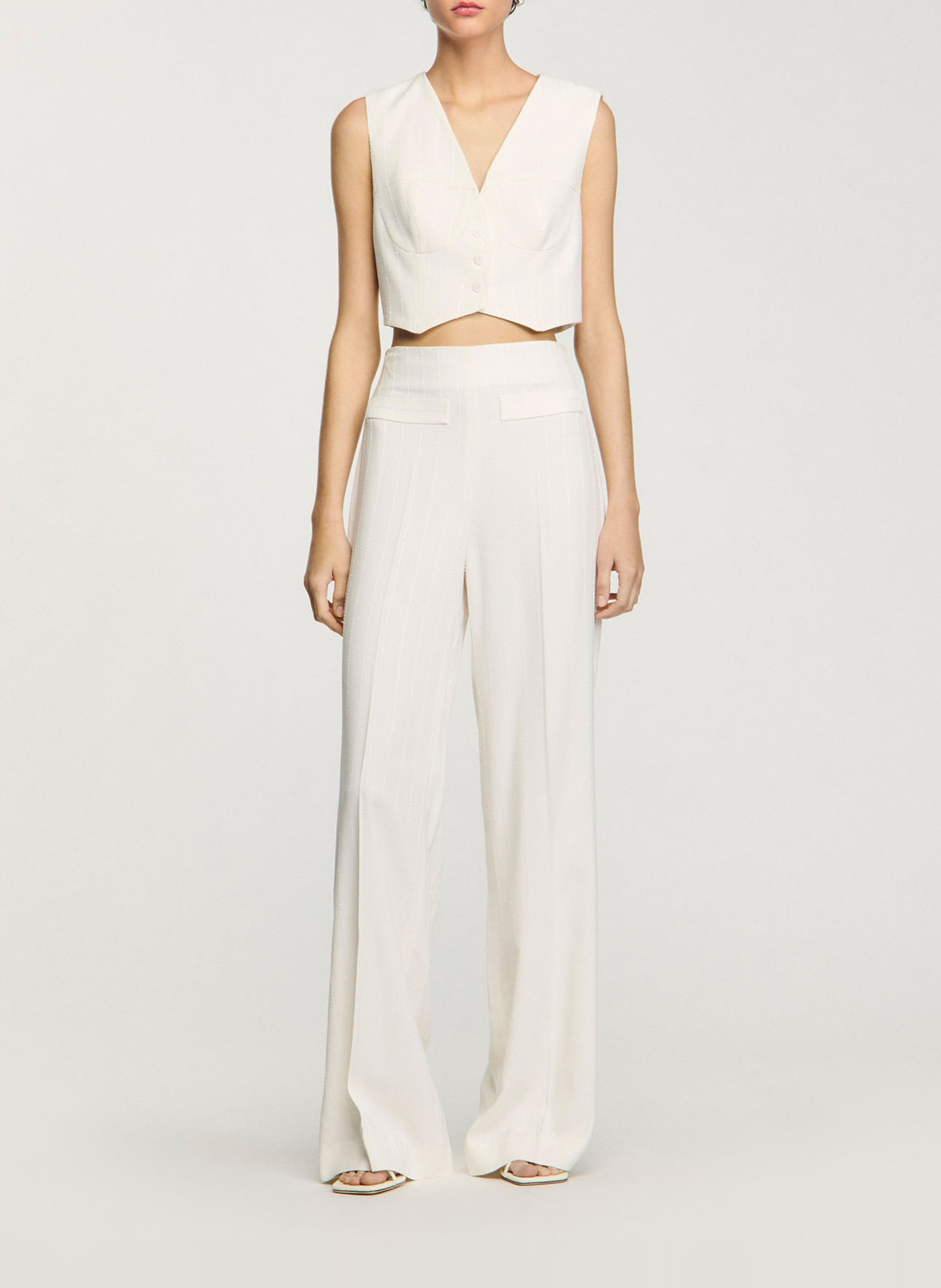 Gestreept colbert met pailletten SANDRO Beige