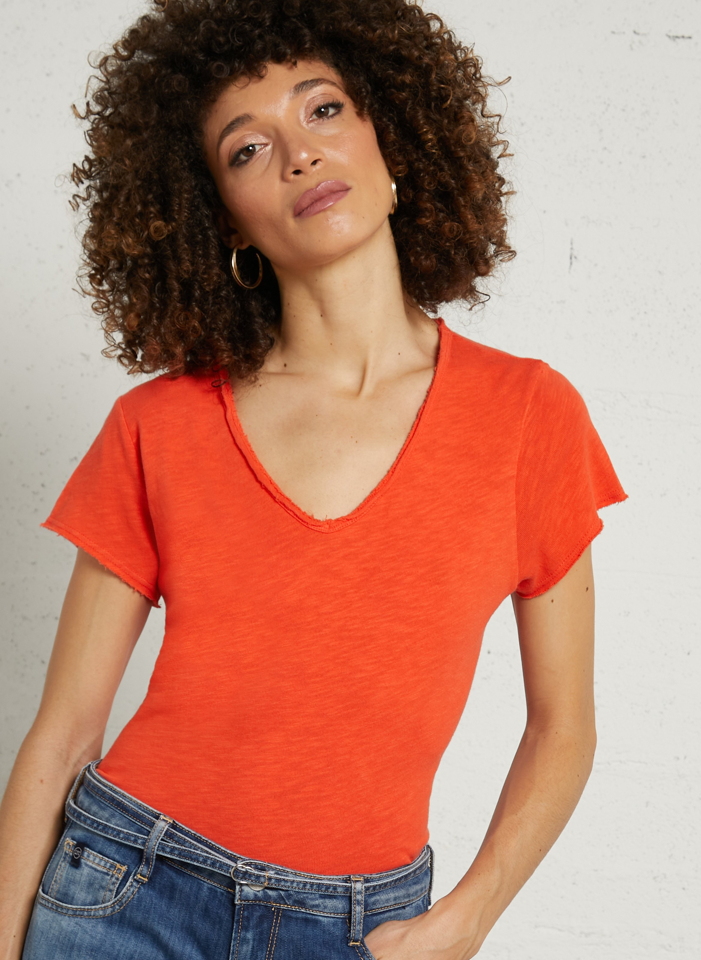 Straight cotton T-shirt with raw edge hem AMERICAN VINTAGE