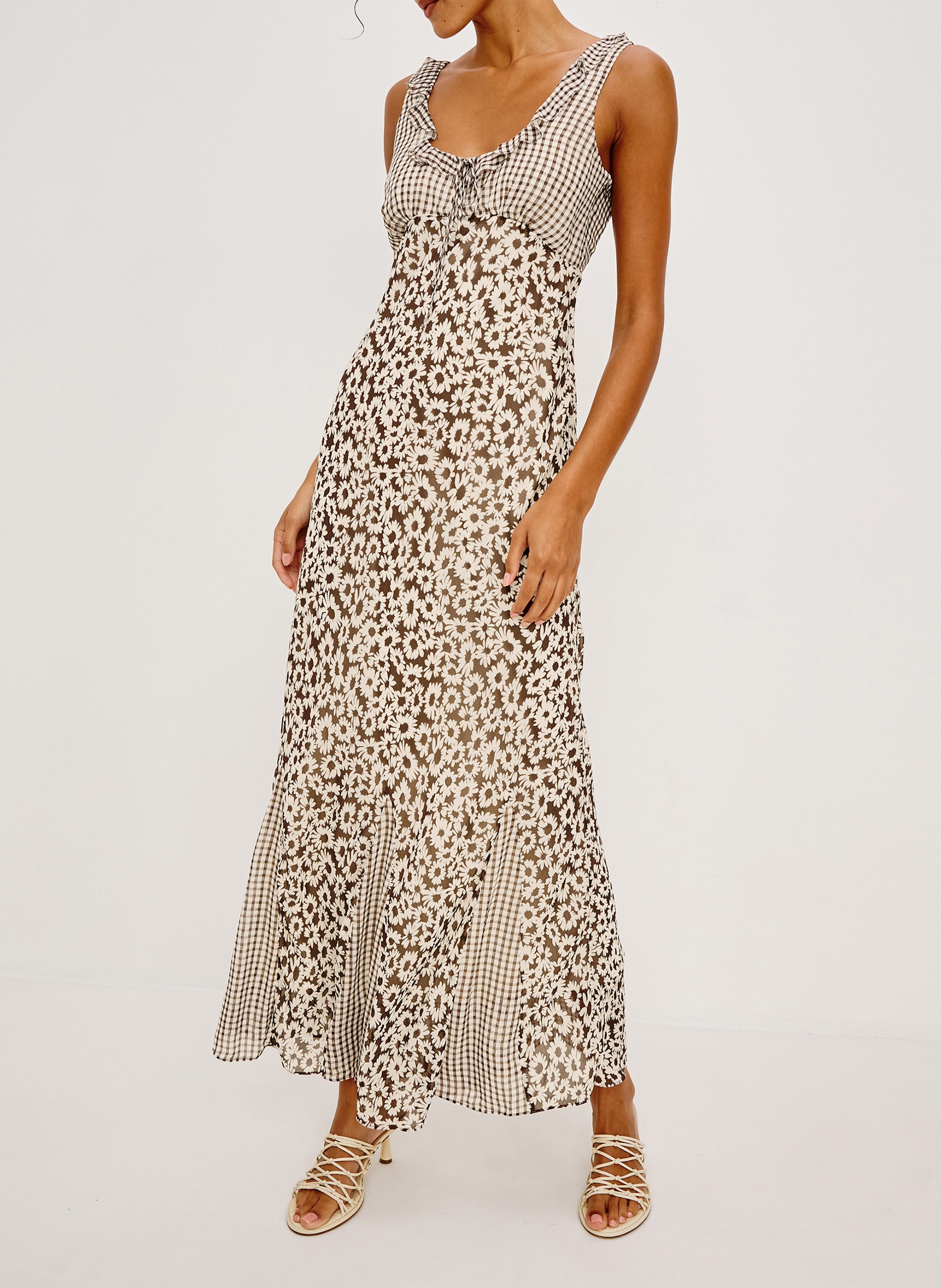 Halflange jurk met ronde hals en print RAILS Bruin