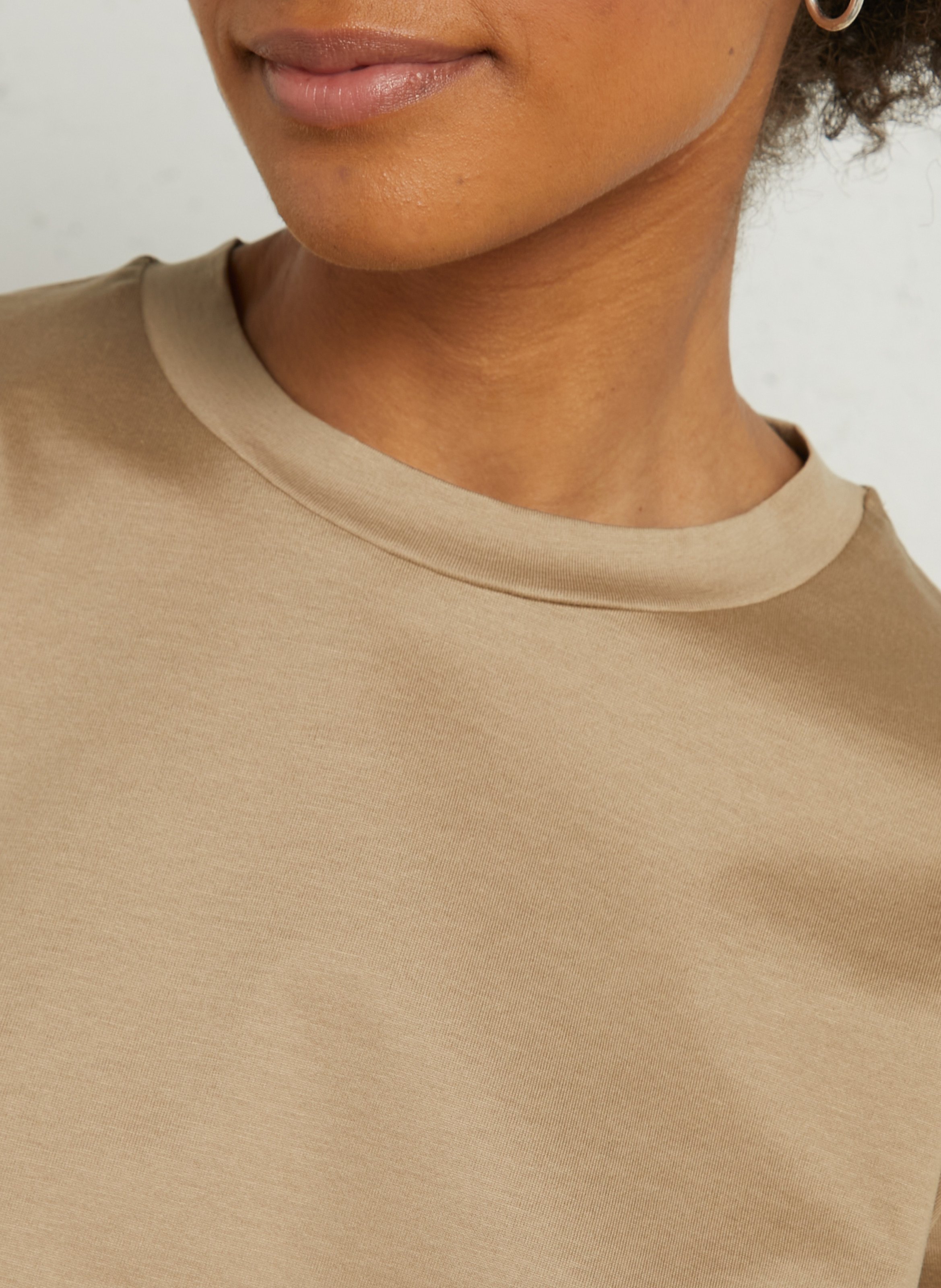 Regular-fit round-neck cotton T-shirt SOEUR Beige