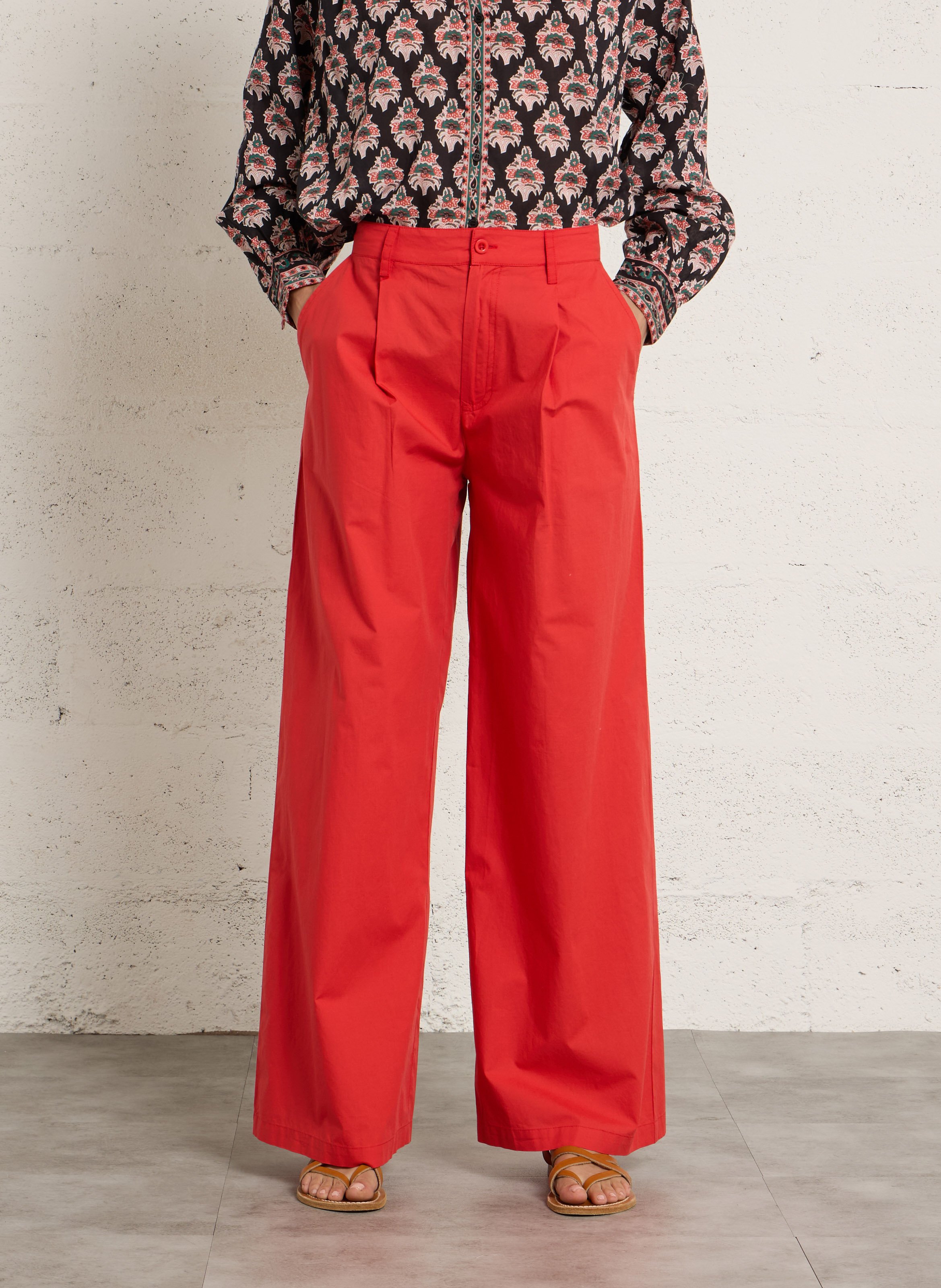 Einfarbige Bundfaltenhose PETITE MENDIGOTE Rot