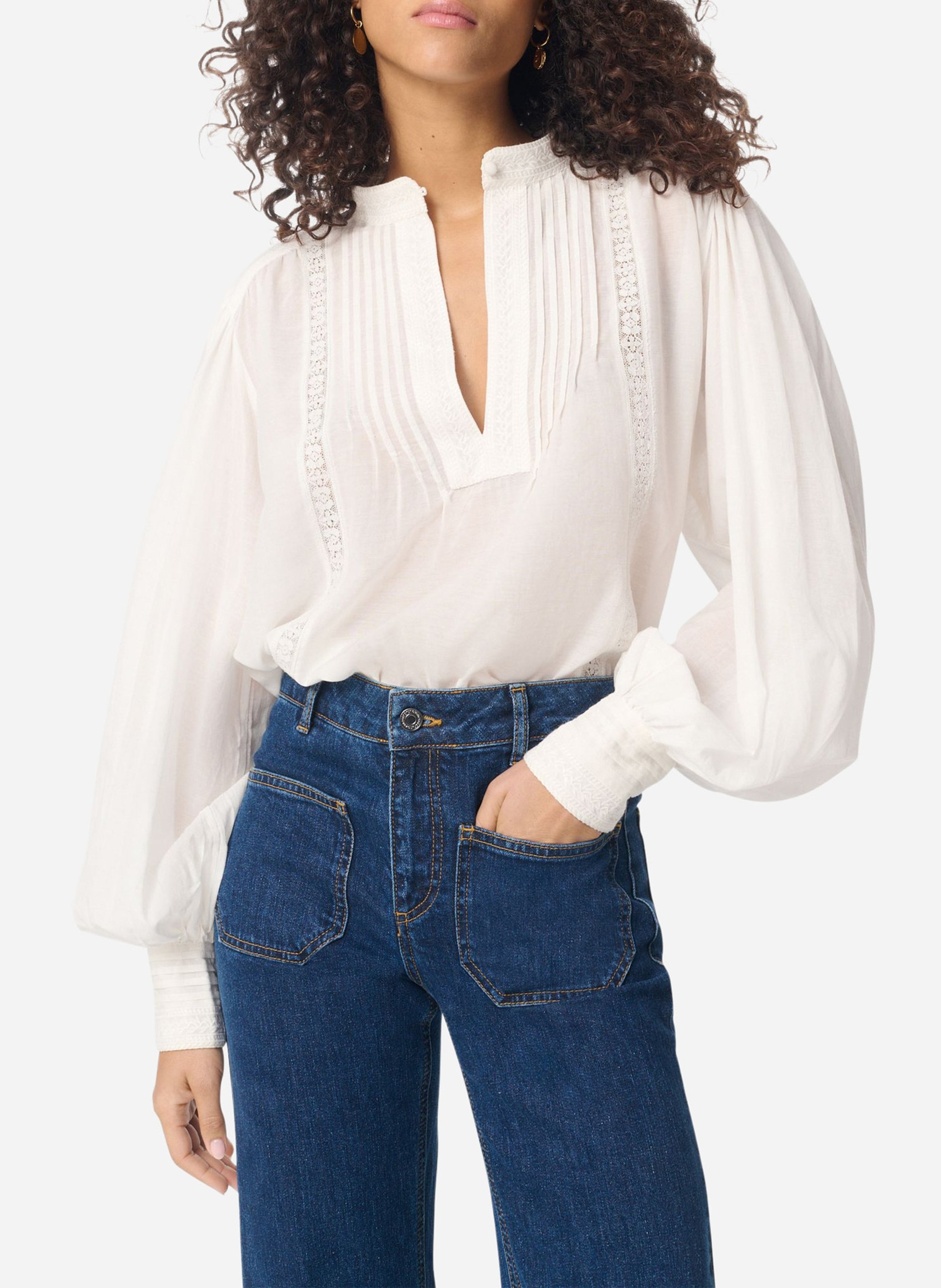 Blusa de mezcla de algodón con cuello de oficial VANESSA BRUNO