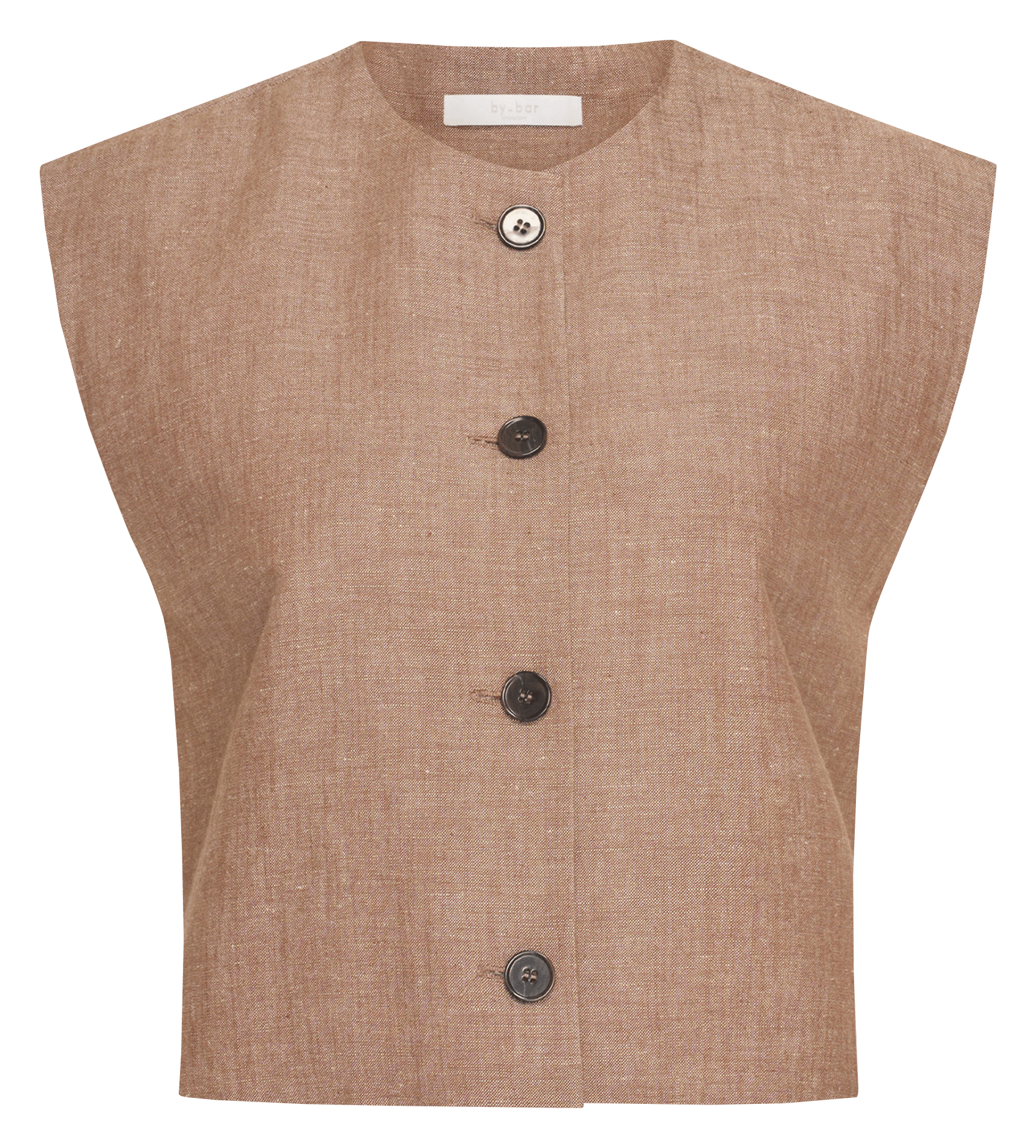 Blouse met ronde hals - katoenblend BY BAR Bruin